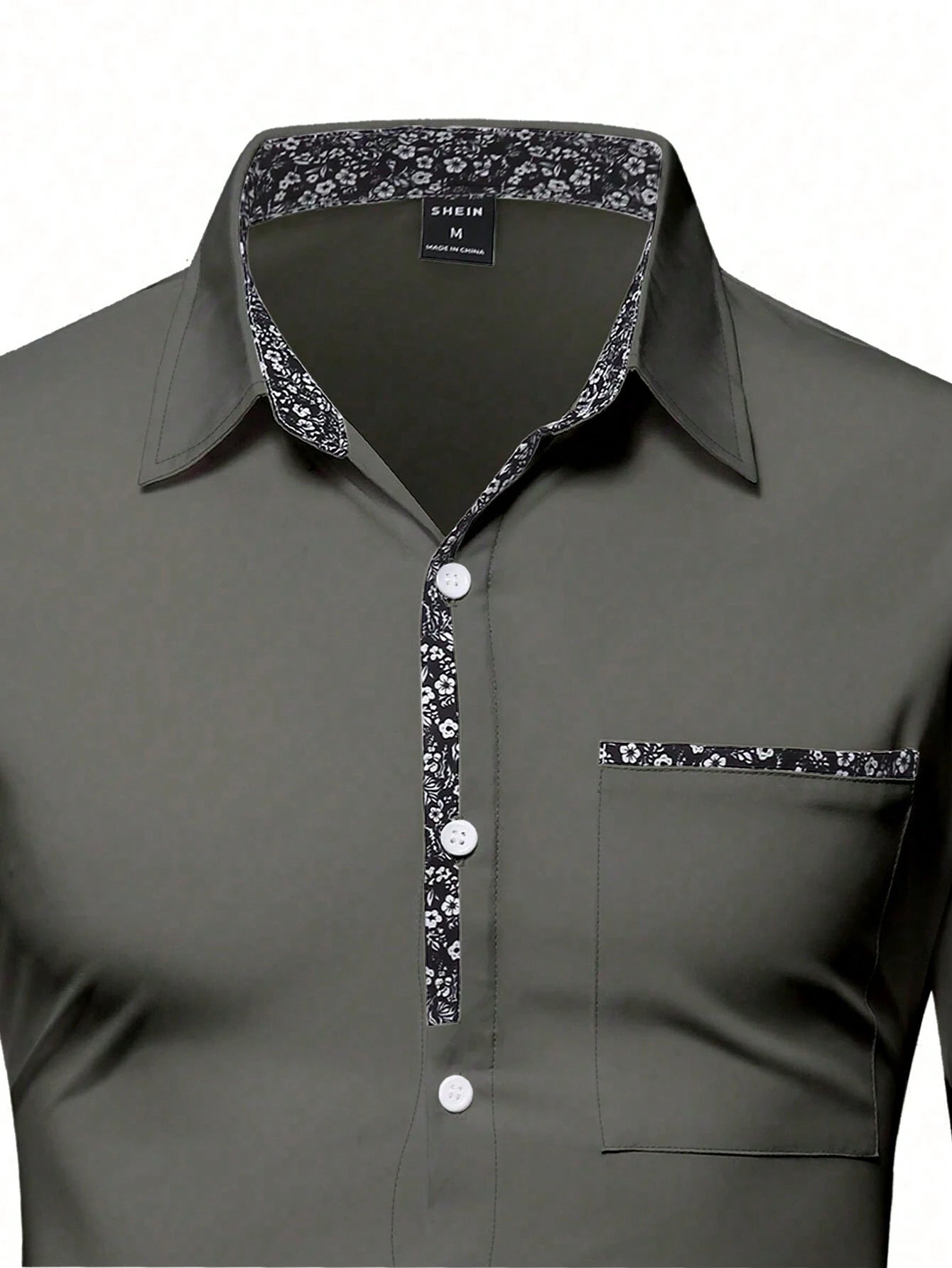 Manfinity Mode Men'S Fashionable Casual Printed Patchwork Long Sleeve Orange Shirt