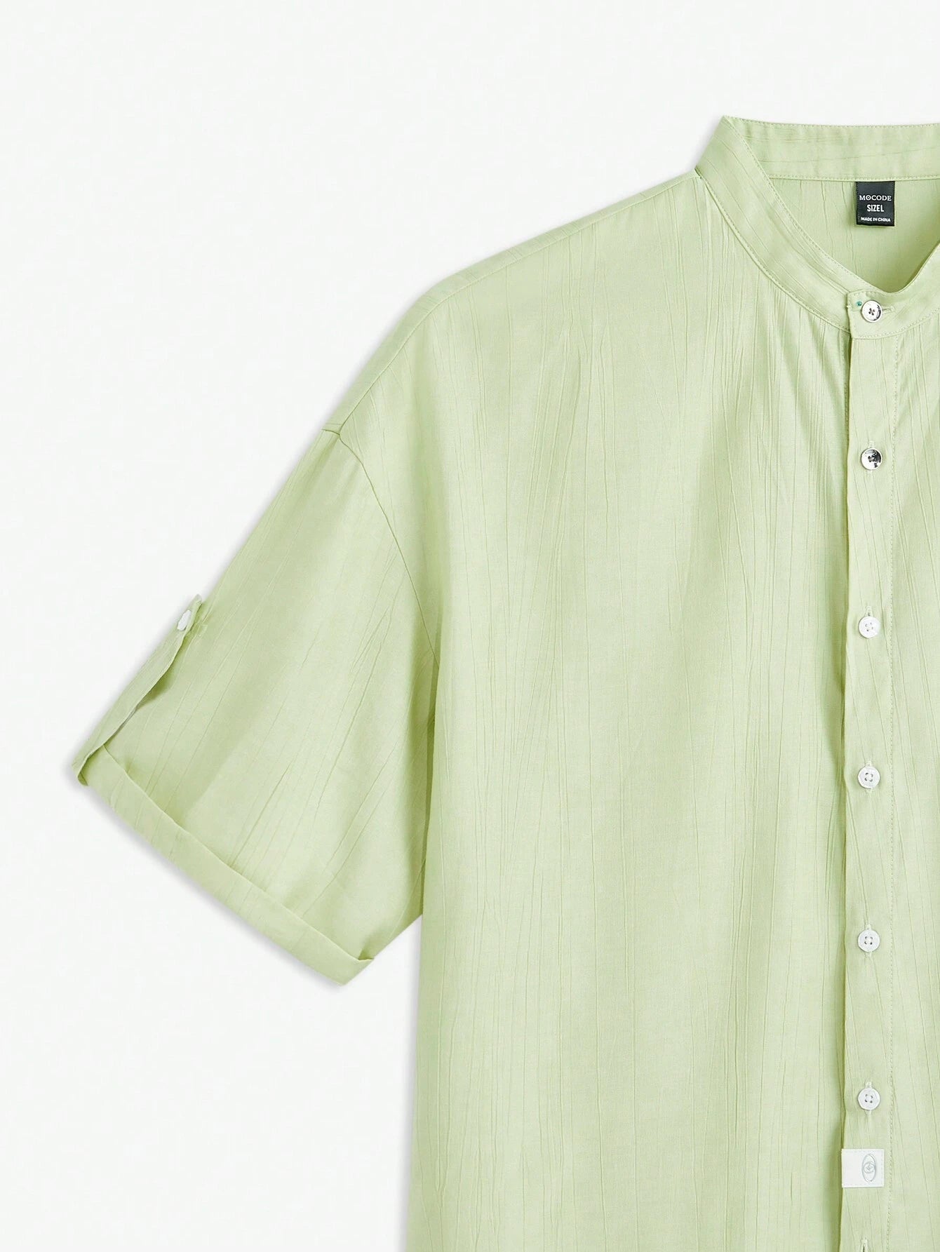 AKNOTIC Business Casual Men'S Woven Stand Collar Short Sleeve Casual Shirt, Suitable for Summer