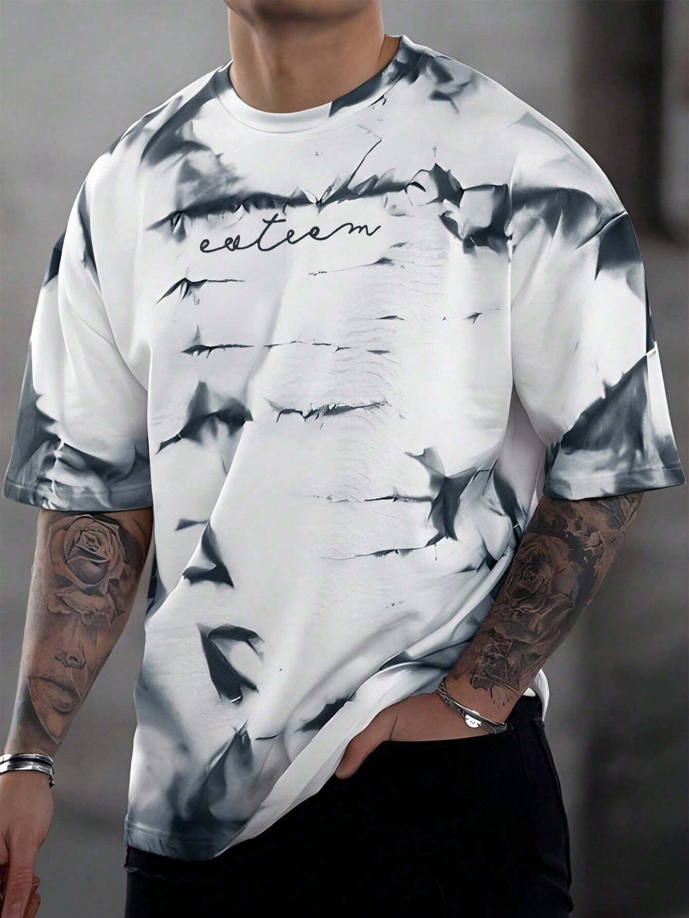 Manfinity LEGND Men T-Shirts Fit Crew Neck Short Sleeve Colorful Summer Polyester Tie Dye Tee