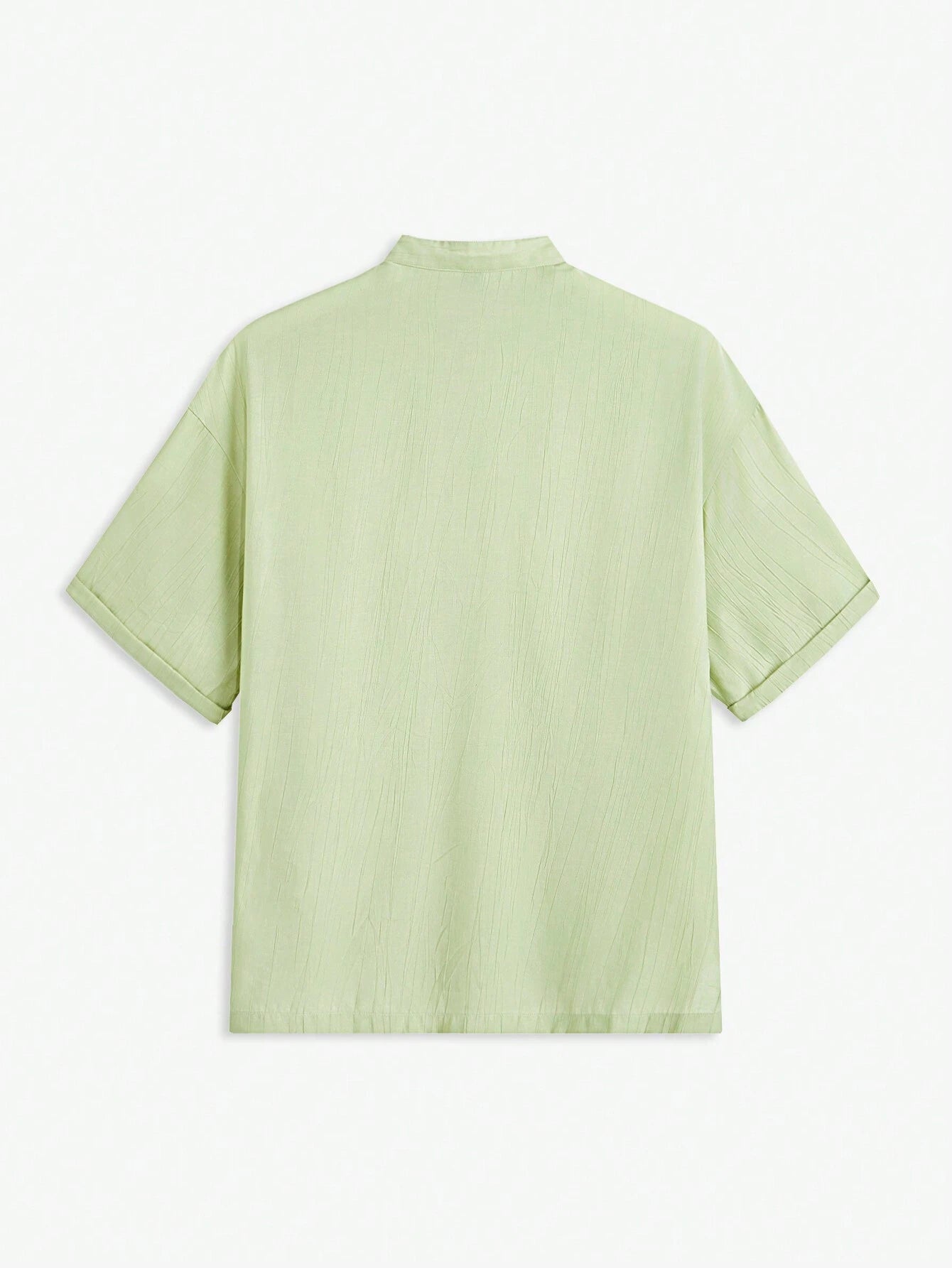 AKNOTIC Business Casual Men'S Woven Stand Collar Short Sleeve Casual Shirt, Suitable for Summer