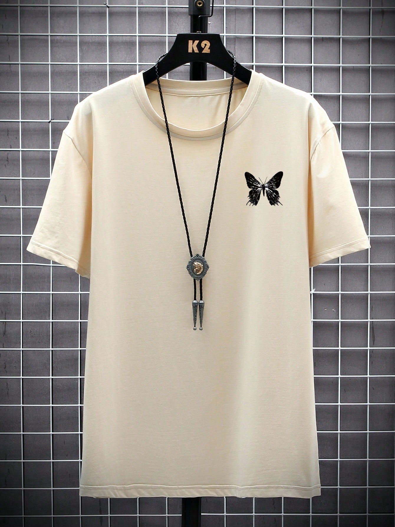 Manfinity EMRG Men T-Shirts Fit Crew Neck Short Sleeve Graphic Tee Butterfly Street Summer Polyester