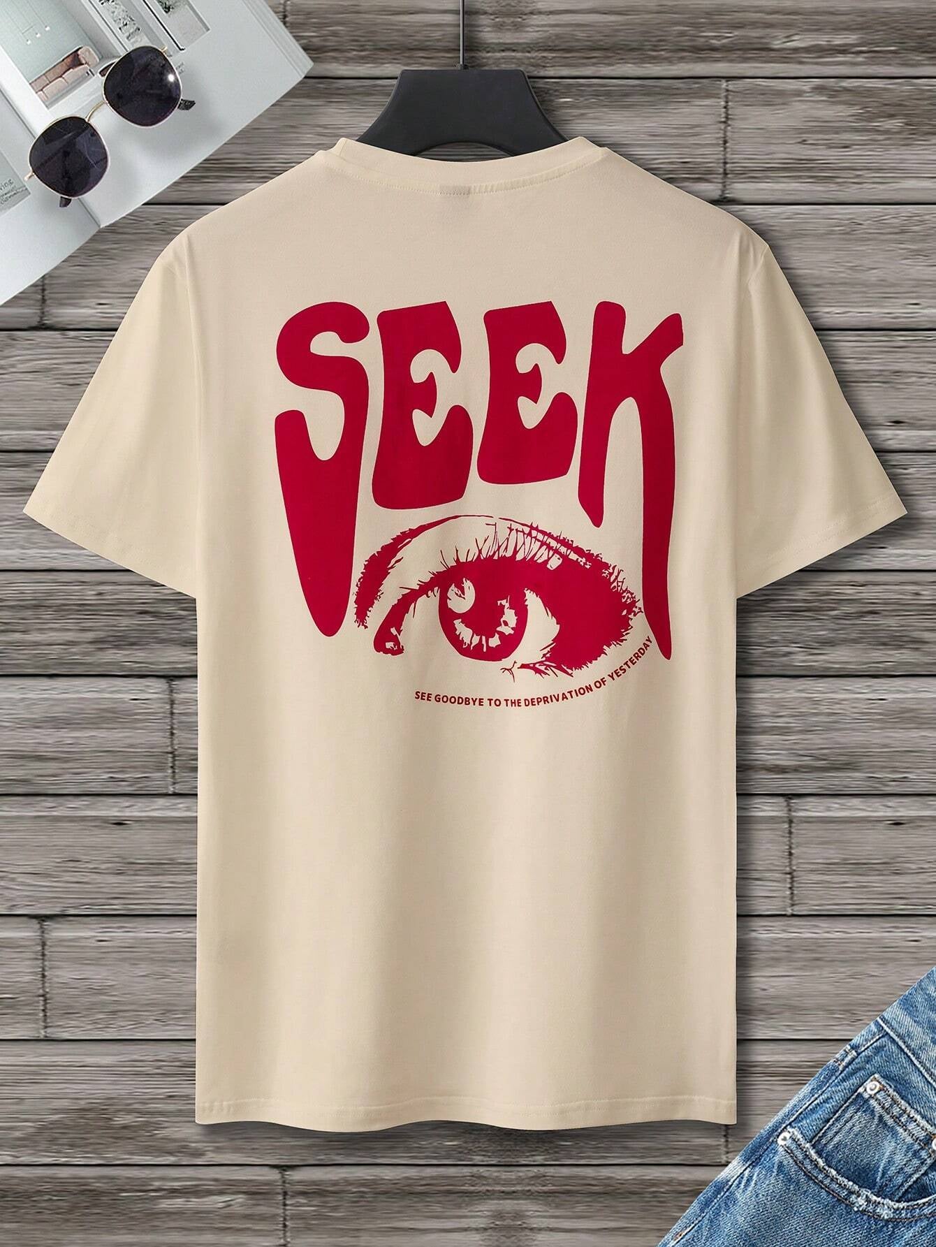 Manfinity Homme Men T-Shirts Fit Crew Neck Short Sleeve Graphic Tee Eye Goth Street Summer Polyester