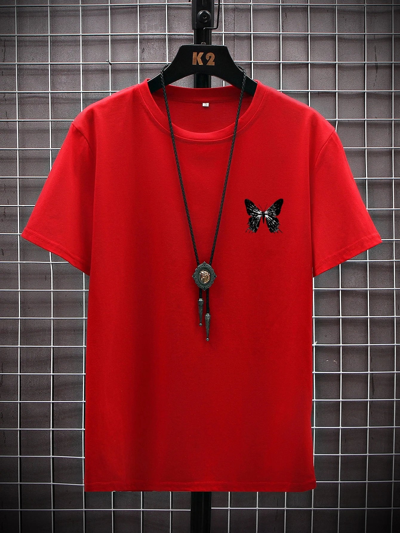 Manfinity EMRG Men T-Shirts Fit Crew Neck Short Sleeve Graphic Tee Butterfly Street Summer Polyester