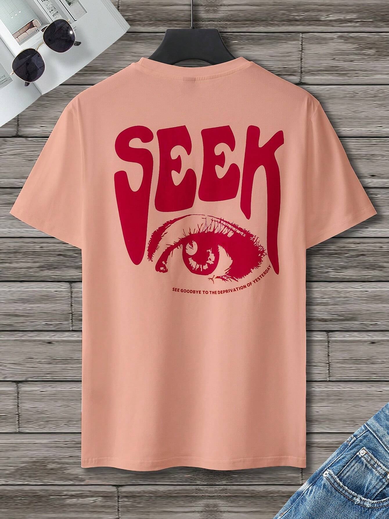 Manfinity Homme Men T-Shirts Fit Crew Neck Short Sleeve Graphic Tee Eye Goth Street Summer Polyester