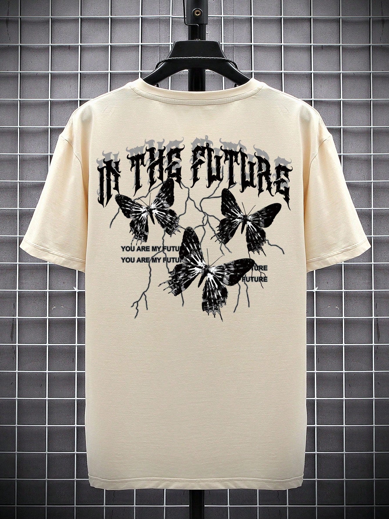 Manfinity EMRG Men T-Shirts Fit Crew Neck Short Sleeve Graphic Tee Butterfly Street Summer Polyester