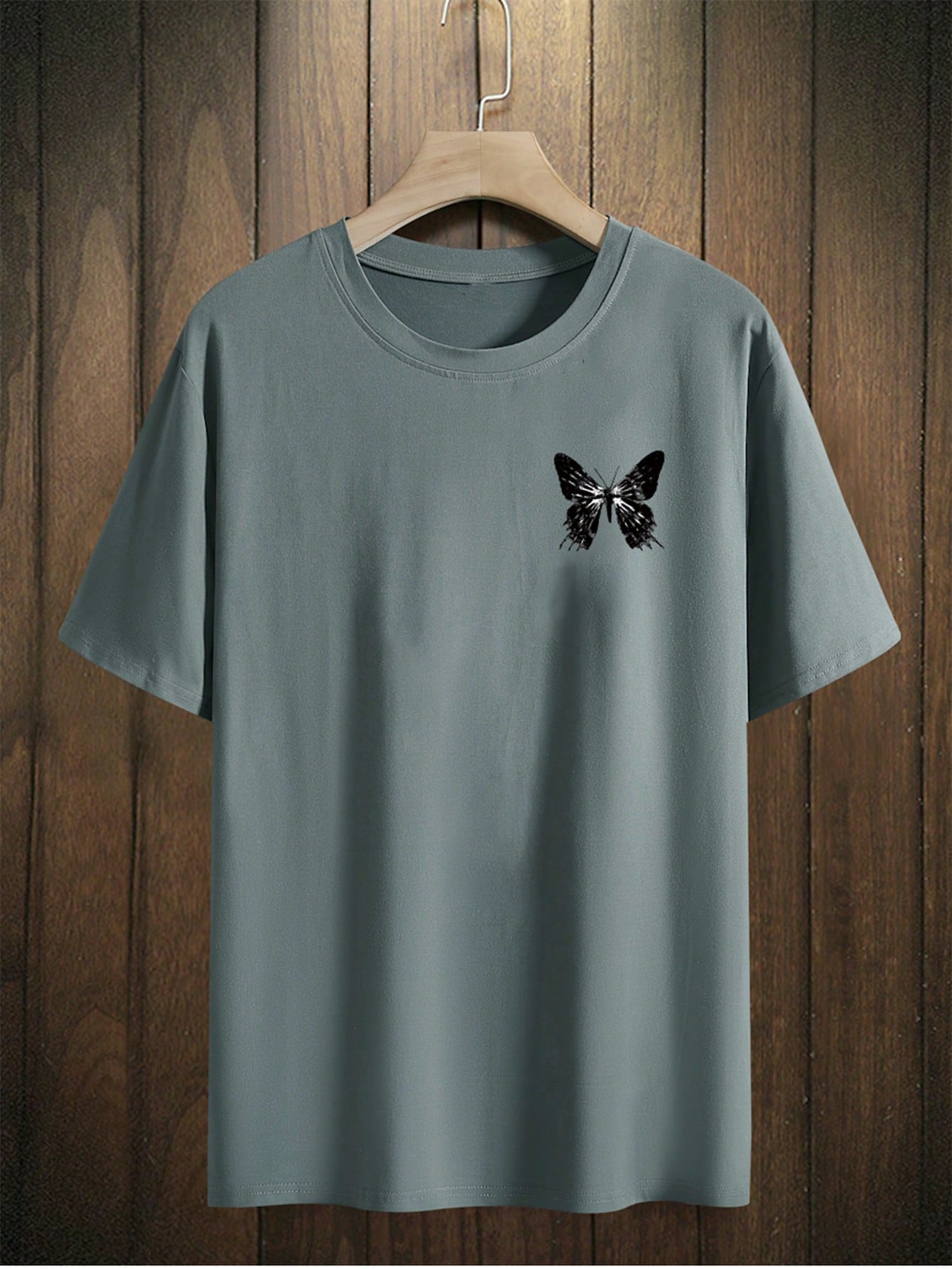 Manfinity EMRG Men T-Shirts Fit Crew Neck Short Sleeve Graphic Tee Butterfly Street Summer Polyester