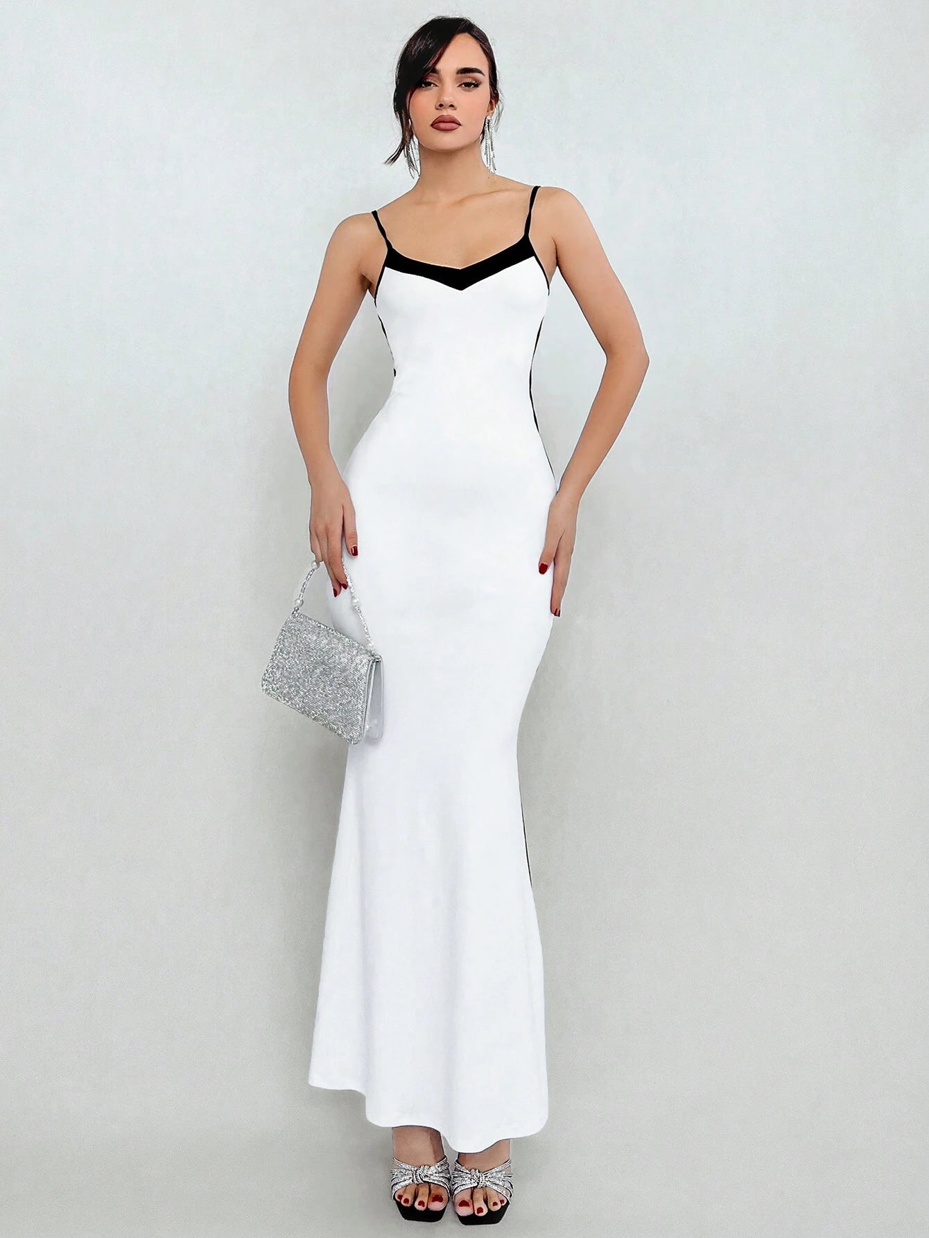 X Jessie Aloruh Color Block Mermaid Hem Cami Dress