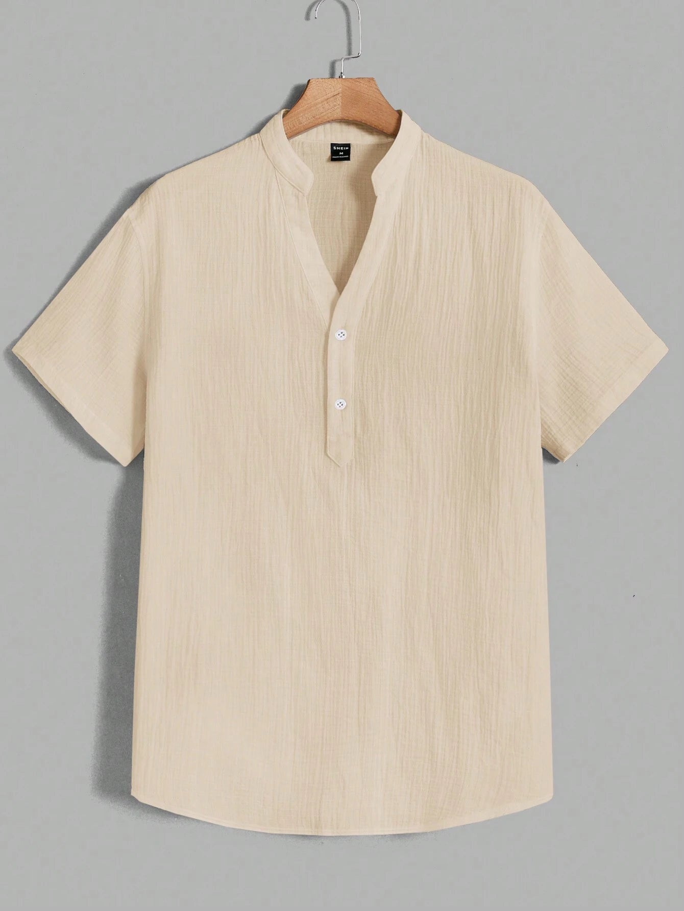 HIMLAND Men'S Textured Casual Shirt with Notched Collar