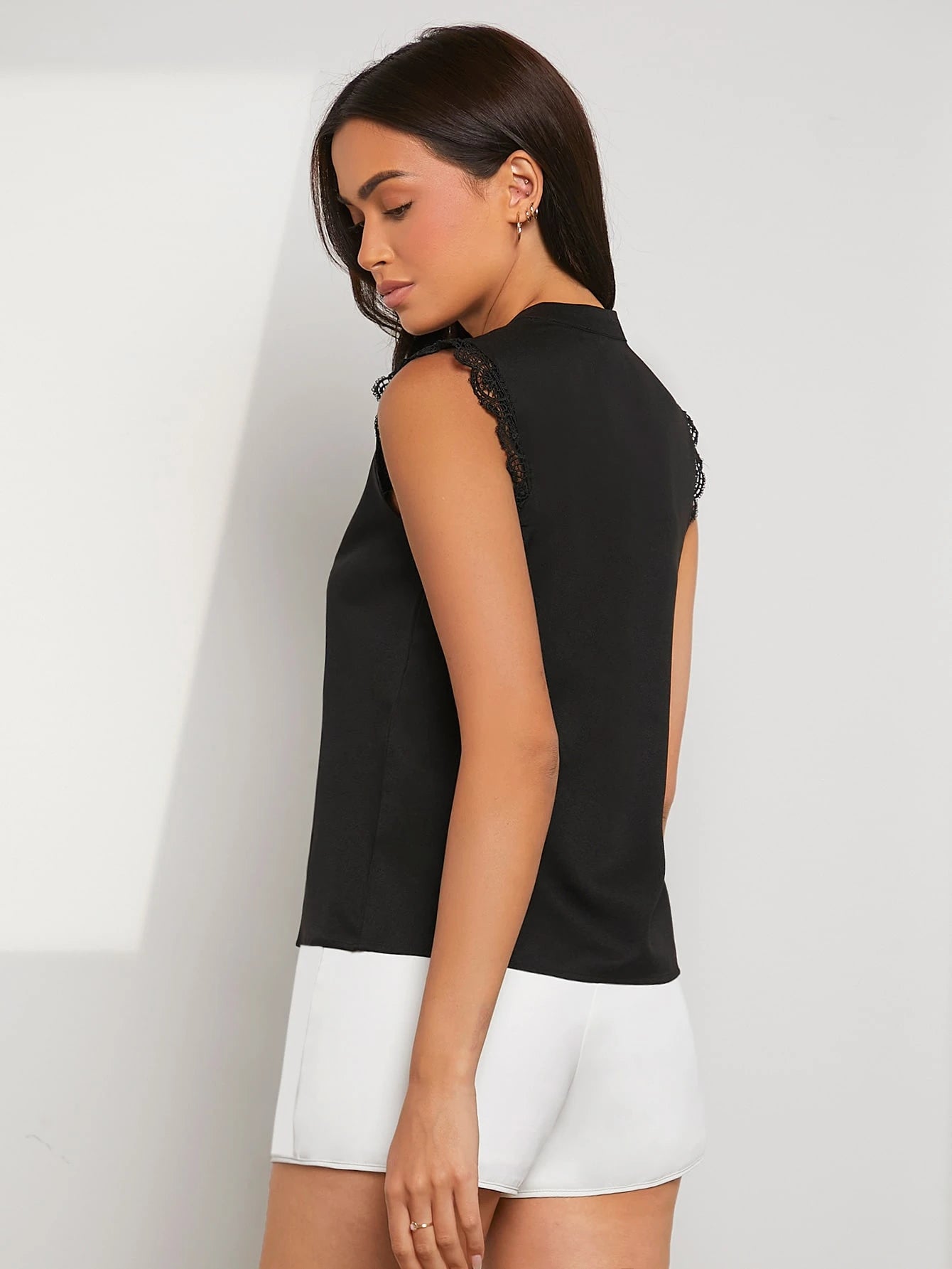 Clasi Guipure Lace Trim Popover Blouse