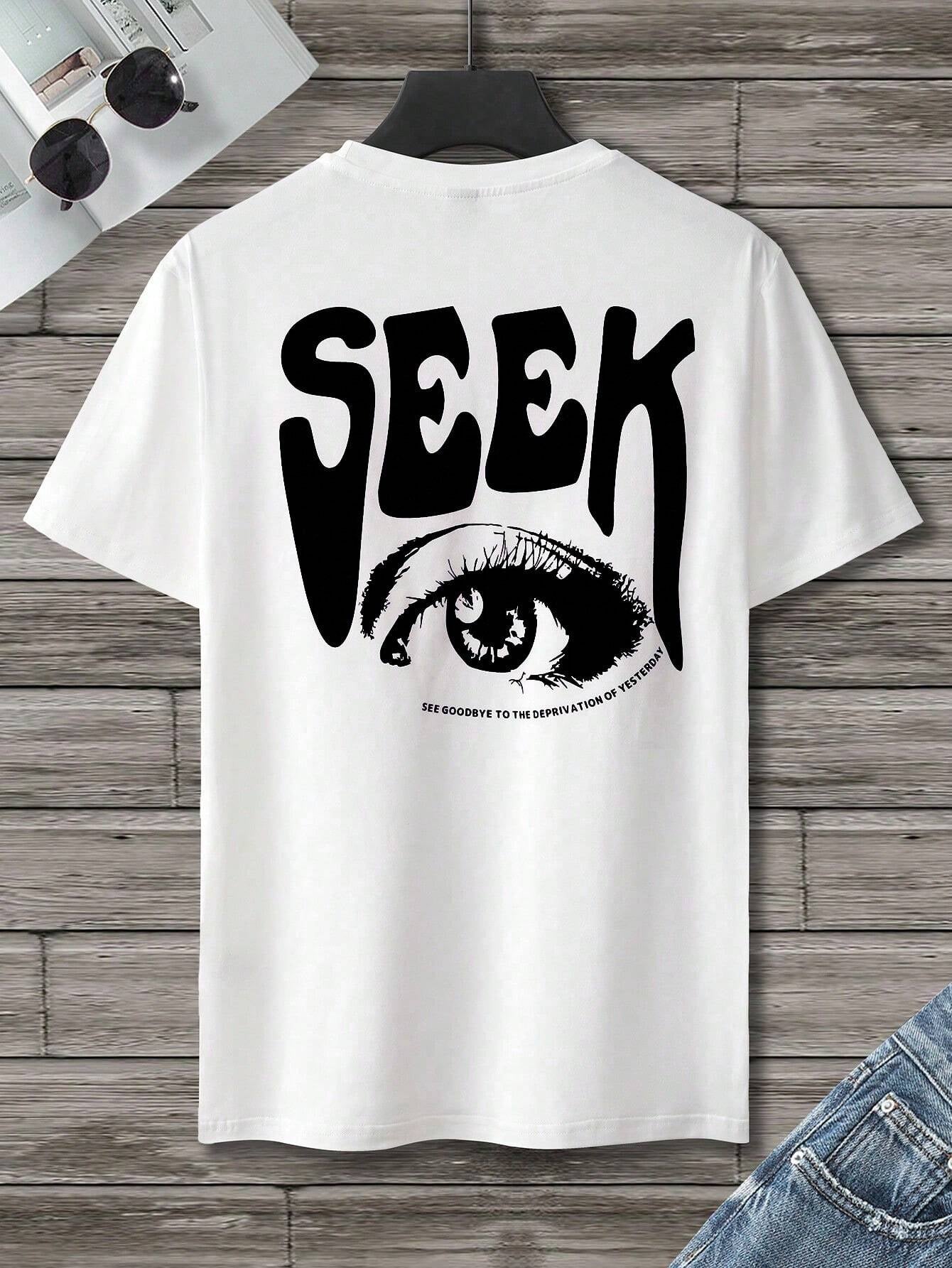 Manfinity Homme Men T-Shirts Fit Crew Neck Short Sleeve Graphic Tee Eye Goth Street Summer Polyester