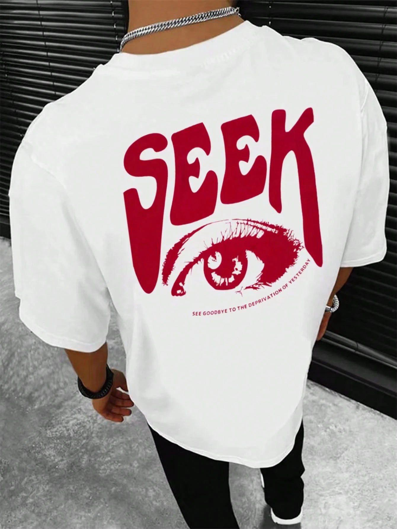 Manfinity Homme Men T-Shirts Fit Crew Neck Short Sleeve Graphic Tee Eye Goth Street Summer Polyester