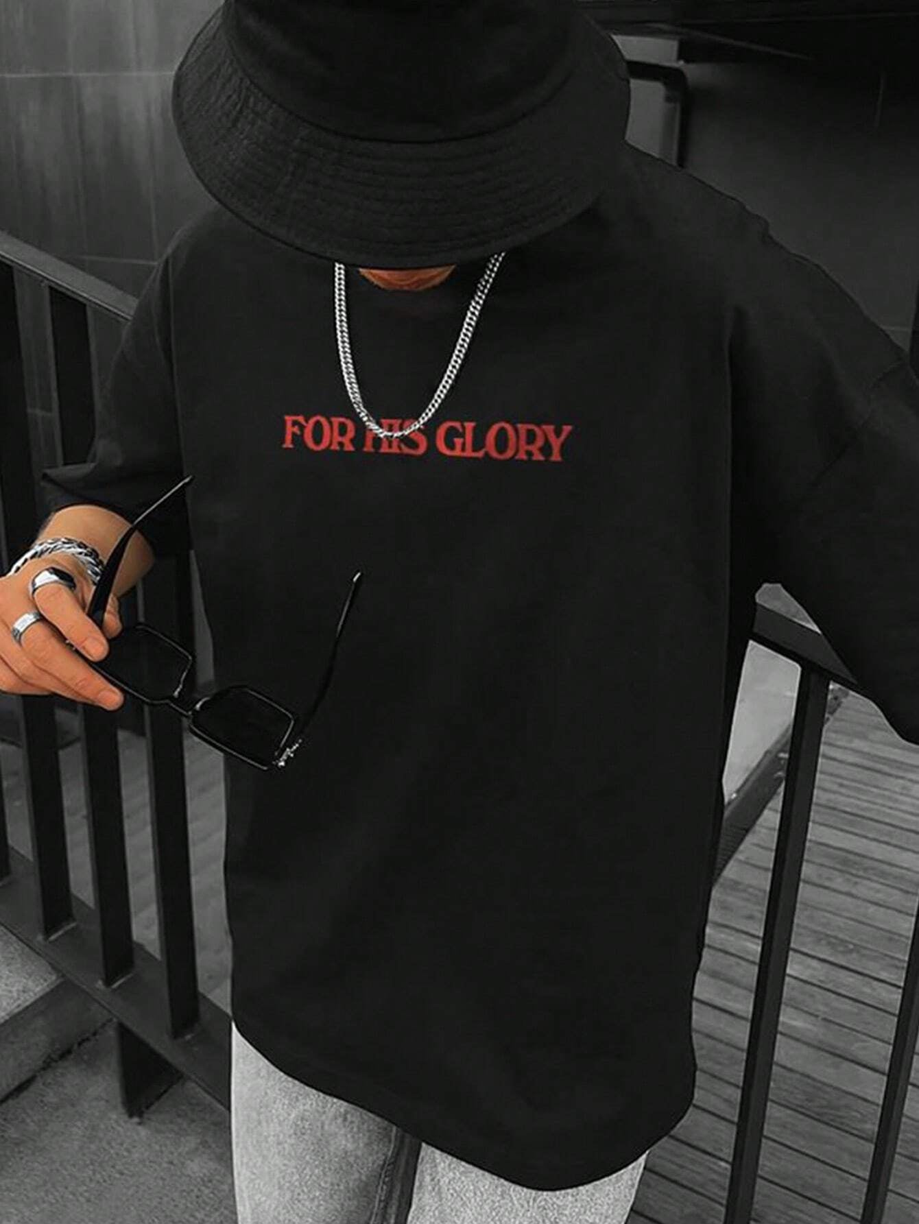 2025 Men'S Casual round Neck Short Sleeve T-Shirt with Slogan Print, Summer