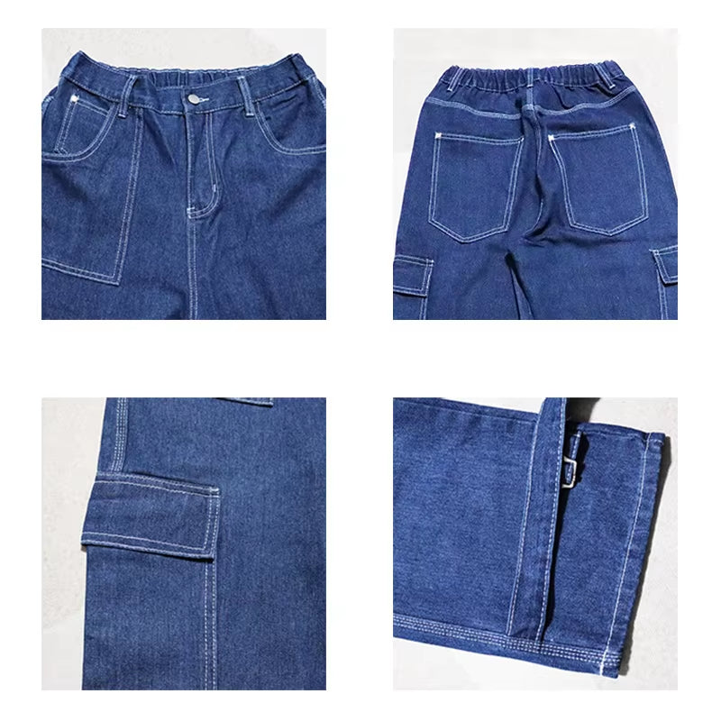 Men Jeans Wide Leg Denim Pants Loose Straight Baggy Men'S Jeans Hip Hop Streetwear Skateboard Neutral Denim Trousers Cargo Jeans