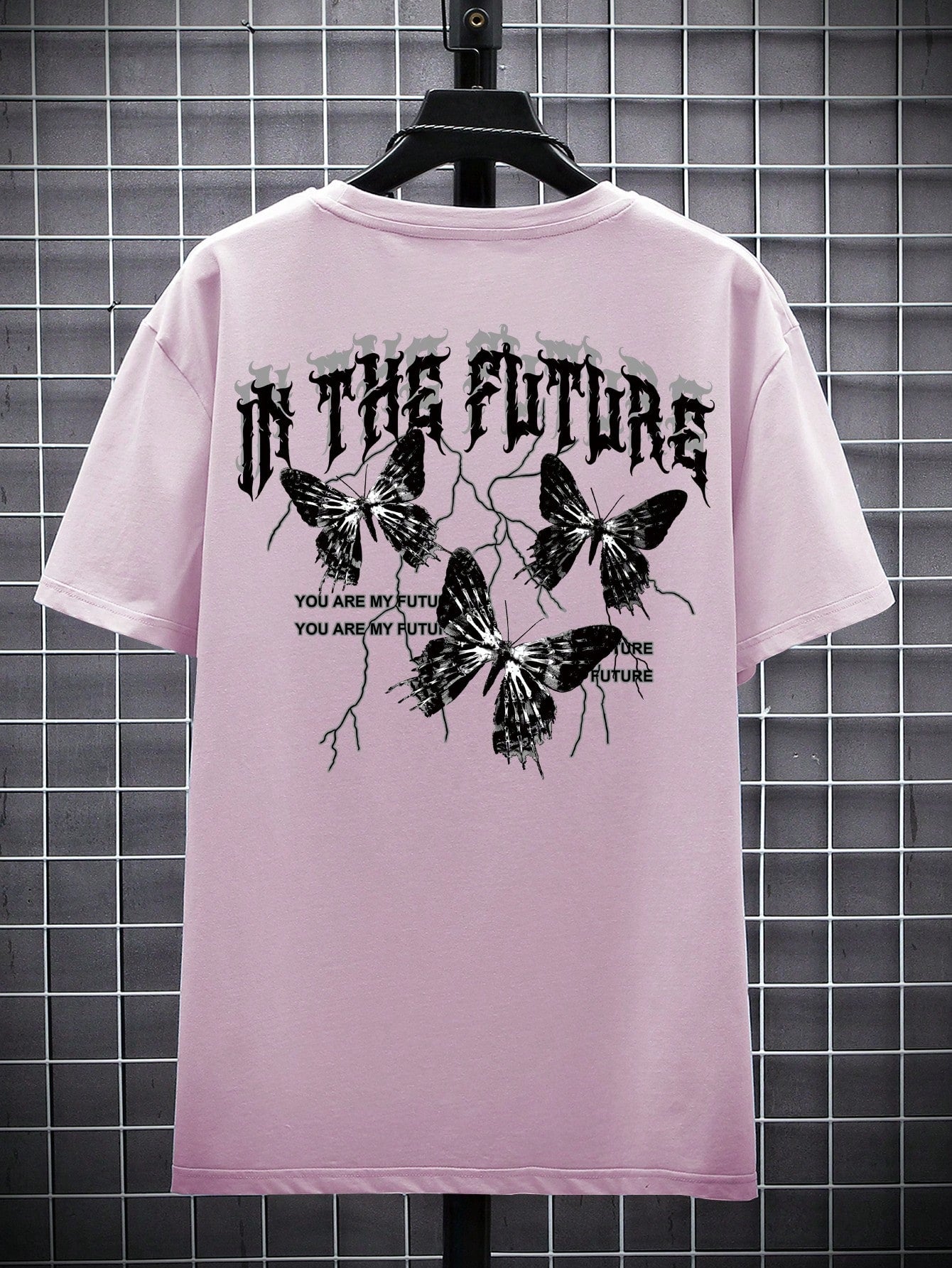 Manfinity EMRG Men T-Shirts Fit Crew Neck Short Sleeve Graphic Tee Butterfly Street Summer Polyester