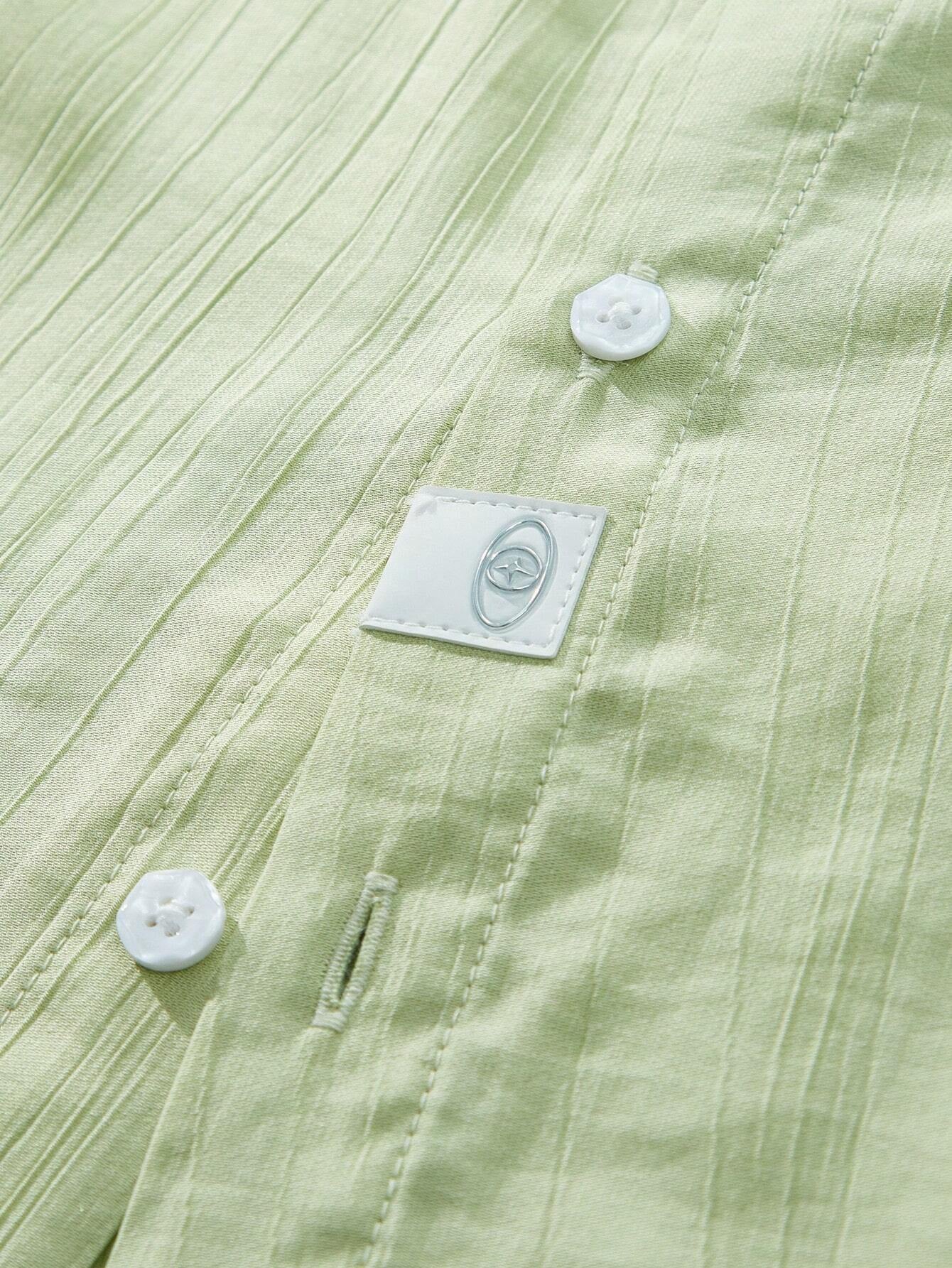 AKNOTIC Business Casual Men'S Woven Stand Collar Short Sleeve Casual Shirt, Suitable for Summer