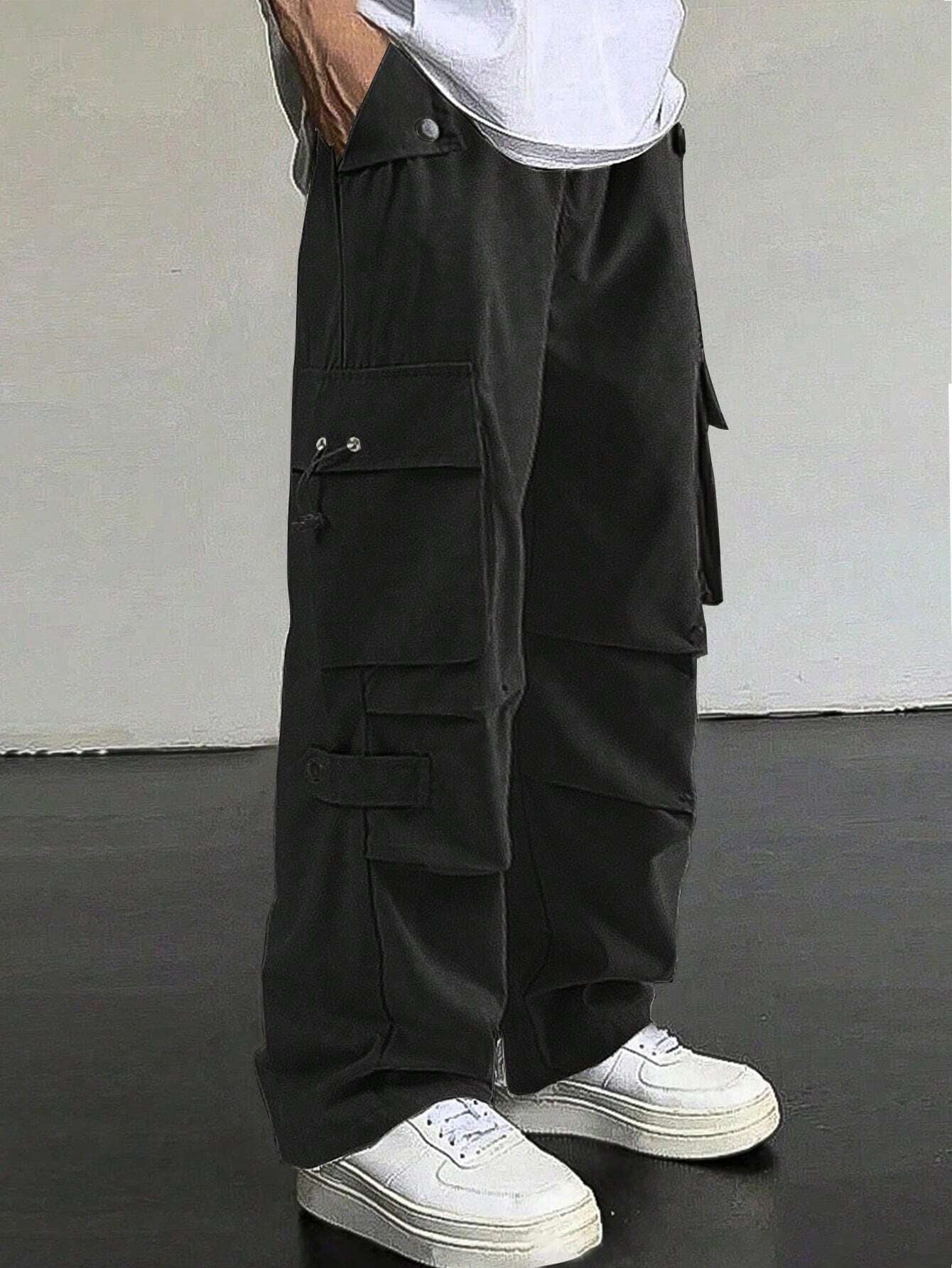 Manfinity Hypemode Loose Fit Solid Colored Cargo Pants for Men