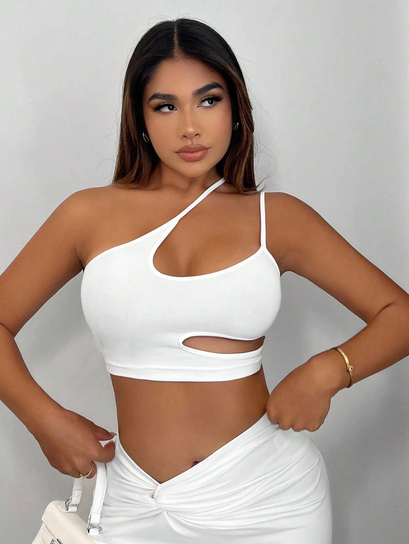 SXY Women Top White Women Dresses White Top White Outfit Crop Top Asymmetrical Top Tube Top