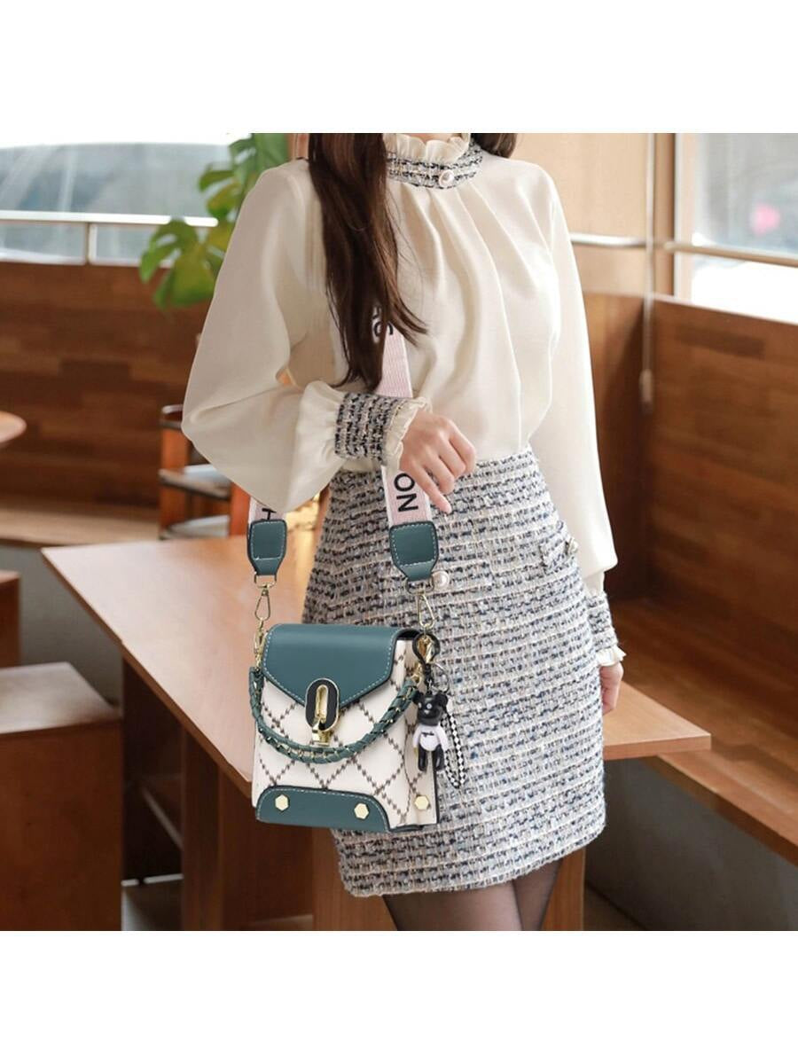 Mini Geometric Patterned Faux Pearl Embellished Women'S Shoulder Bag Portable,Money,Cash White-Collar Workers,For Female,For Women College,Work, Business, Commute,Office,For Anniversary,For Birthday Gift,On Valentine Day Gift, Best Mother'S Day Gift Ideas, Mother Day Gifts, Mom Gifts, Mommy'S Essentials, Mommy Bag for Going Out
