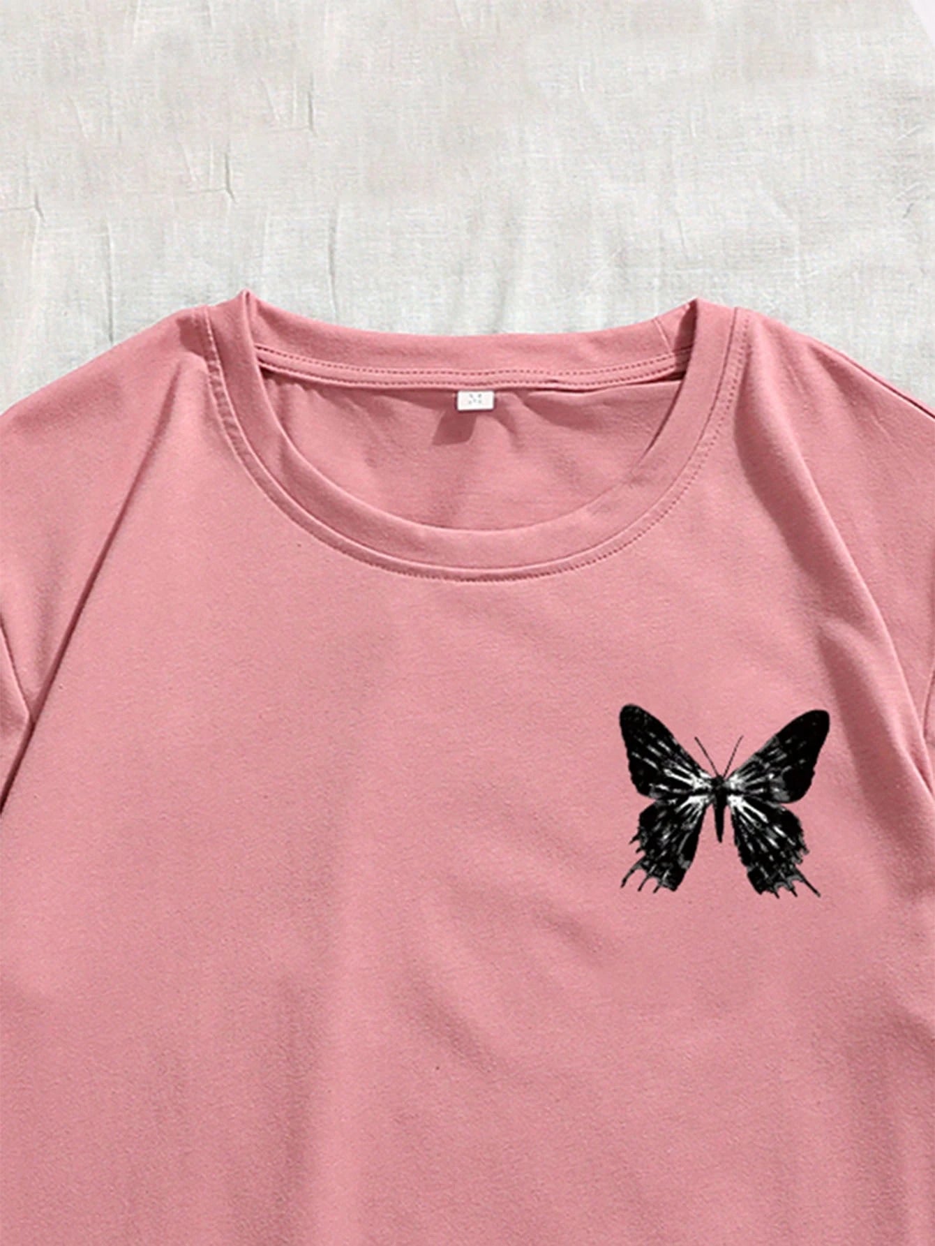 Manfinity EMRG Men T-Shirts Fit Crew Neck Short Sleeve Graphic Tee Butterfly Street Summer Polyester