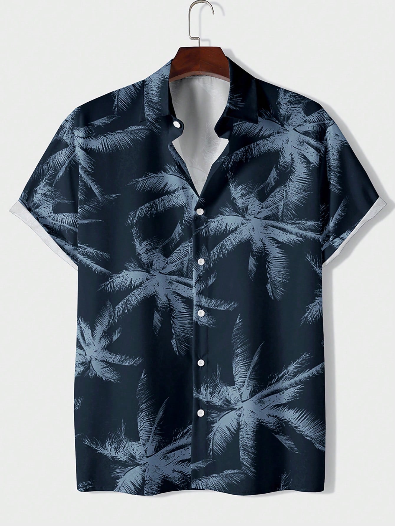 Manfinity Dauomo Men'S Plant Print Short Sleeve Shirt