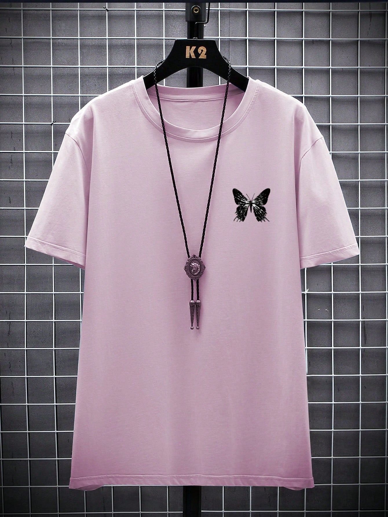 Manfinity EMRG Men T-Shirts Fit Crew Neck Short Sleeve Graphic Tee Butterfly Street Summer Polyester
