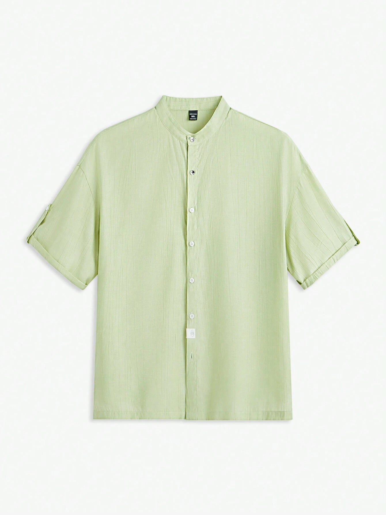 AKNOTIC Business Casual Men'S Woven Stand Collar Short Sleeve Casual Shirt, Suitable for Summer