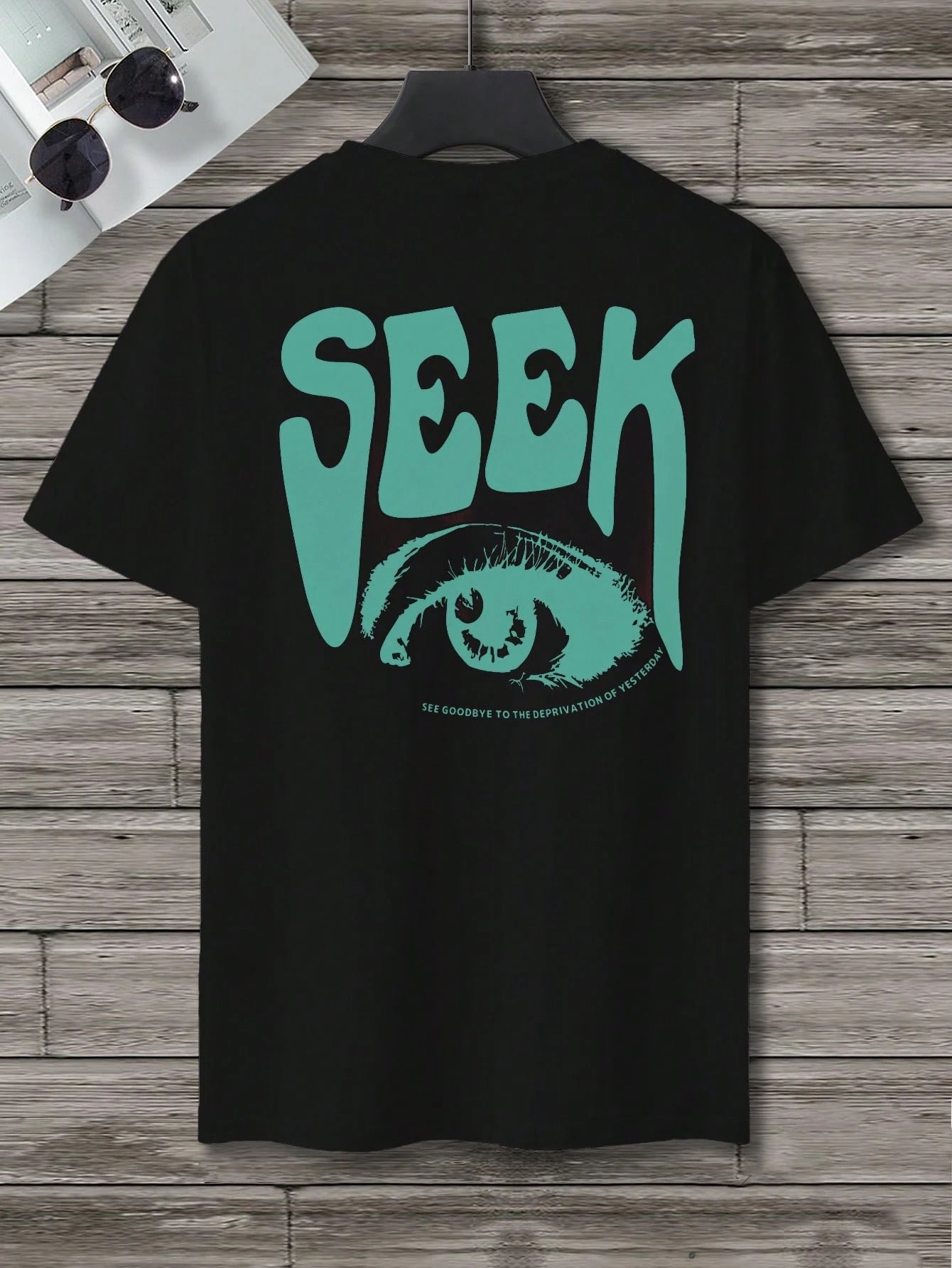 Manfinity Homme Men T-Shirts Fit Crew Neck Short Sleeve Graphic Tee Eye Goth Street Summer Polyester