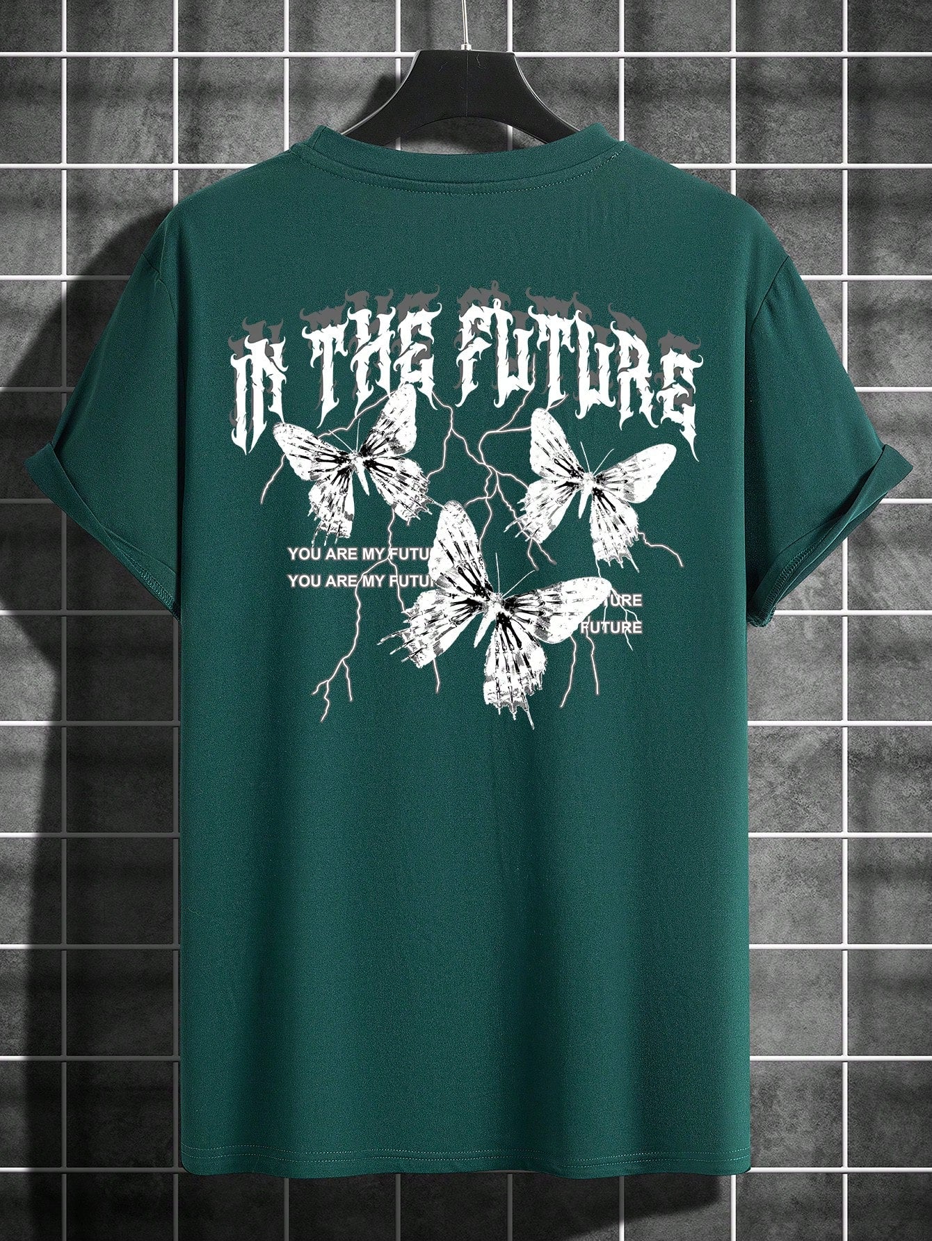 Manfinity EMRG Men T-Shirts Fit Crew Neck Short Sleeve Graphic Tee Butterfly Street Summer Polyester