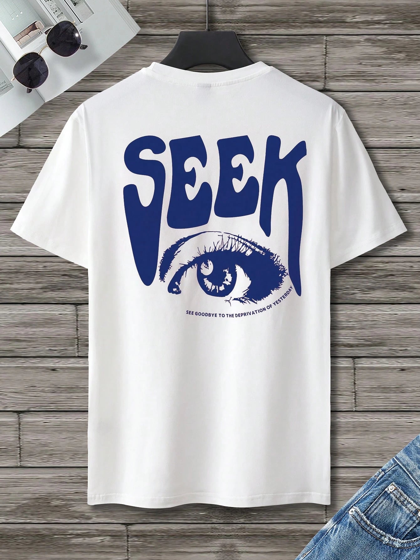 Manfinity Homme Men T-Shirts Fit Crew Neck Short Sleeve Graphic Tee Eye Goth Street Summer Polyester