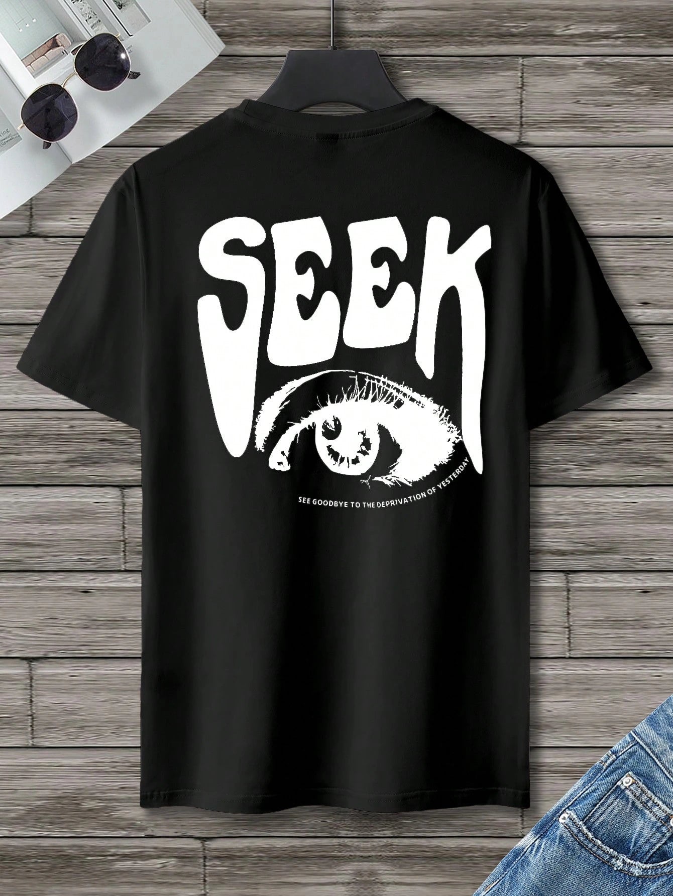 Manfinity Homme Men T-Shirts Fit Crew Neck Short Sleeve Graphic Tee Eye Goth Street Summer Polyester