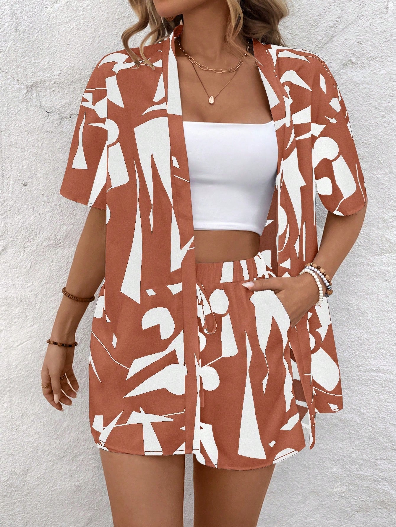 Breezaya Women Short Sleeve Shirt and Shorts Casual Suit, Fashionable for Summer