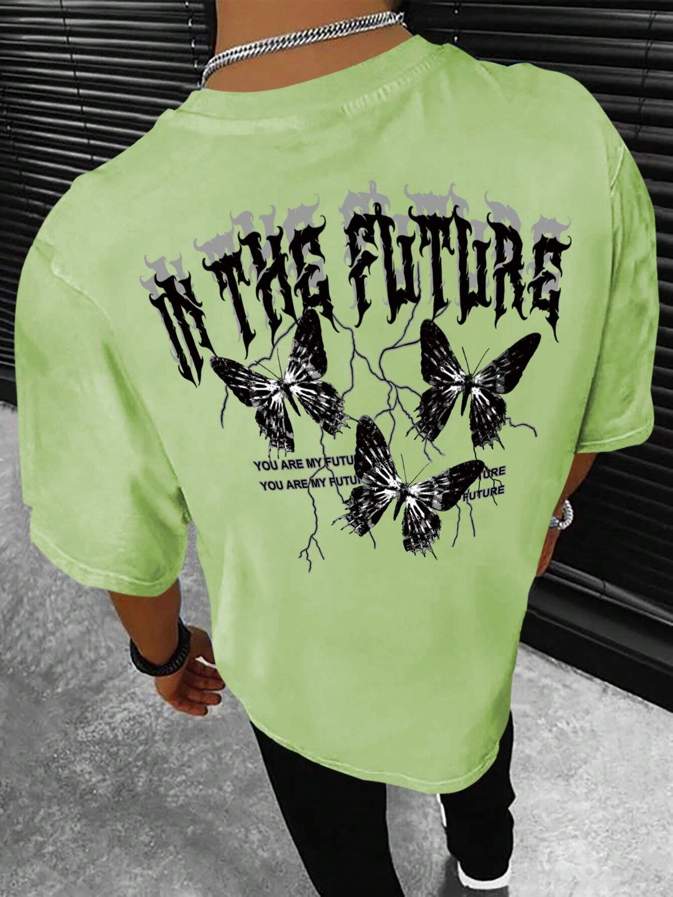 Manfinity EMRG Men T-Shirts Fit Crew Neck Short Sleeve Graphic Tee Butterfly Street Summer Polyester