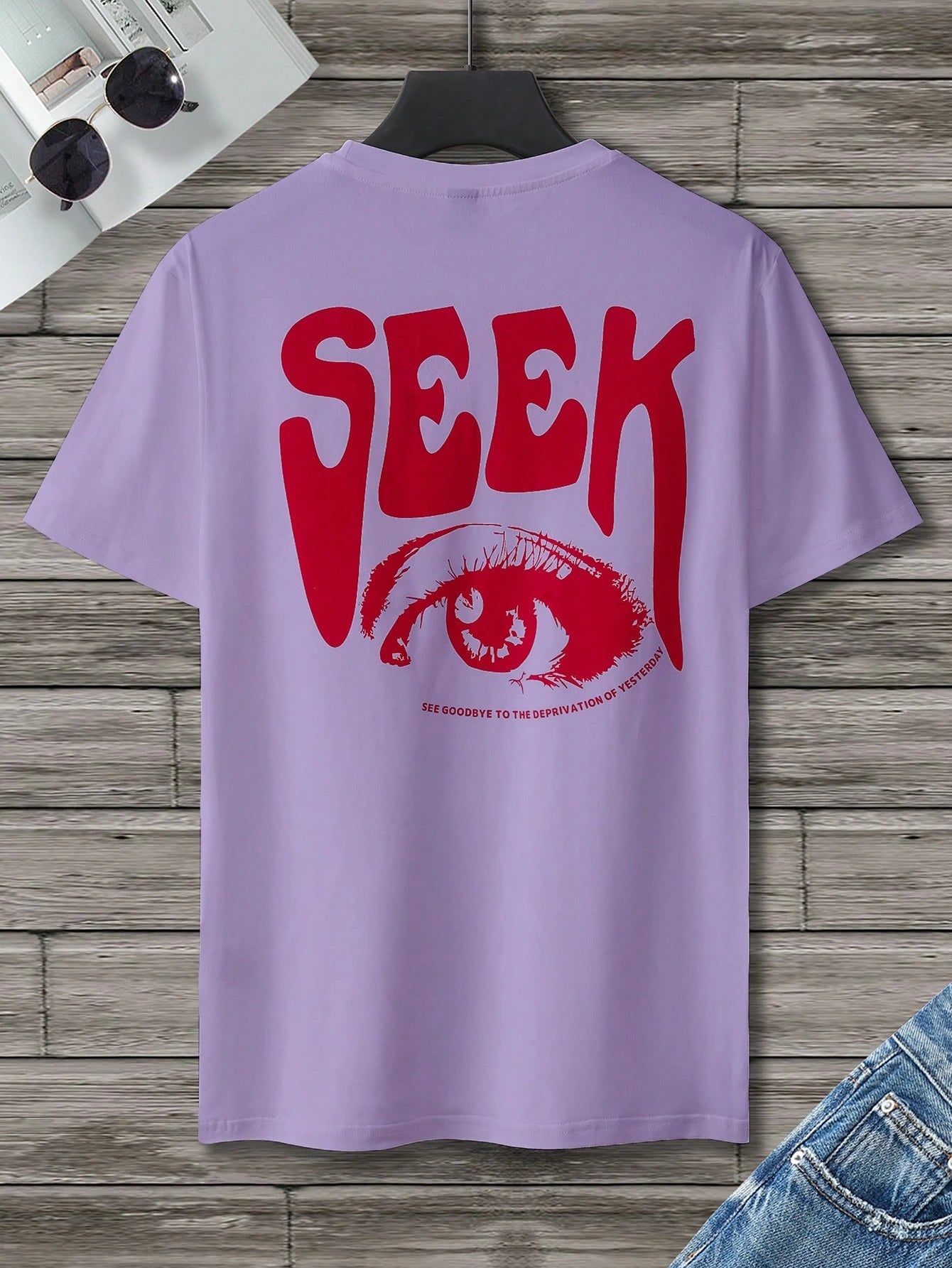 Manfinity Homme Men T-Shirts Fit Crew Neck Short Sleeve Graphic Tee Eye Goth Street Summer Polyester