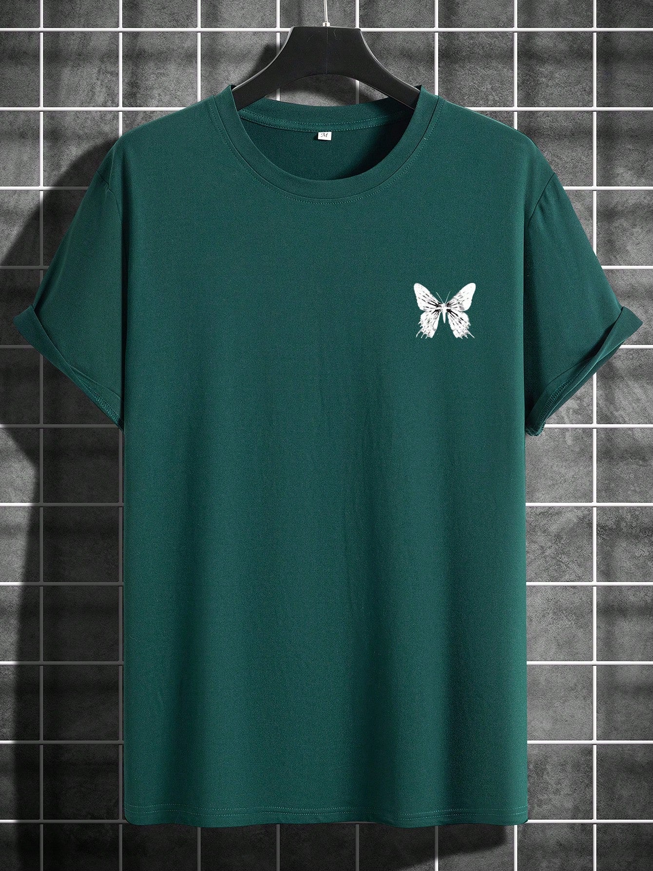 Manfinity EMRG Men T-Shirts Fit Crew Neck Short Sleeve Graphic Tee Butterfly Street Summer Polyester