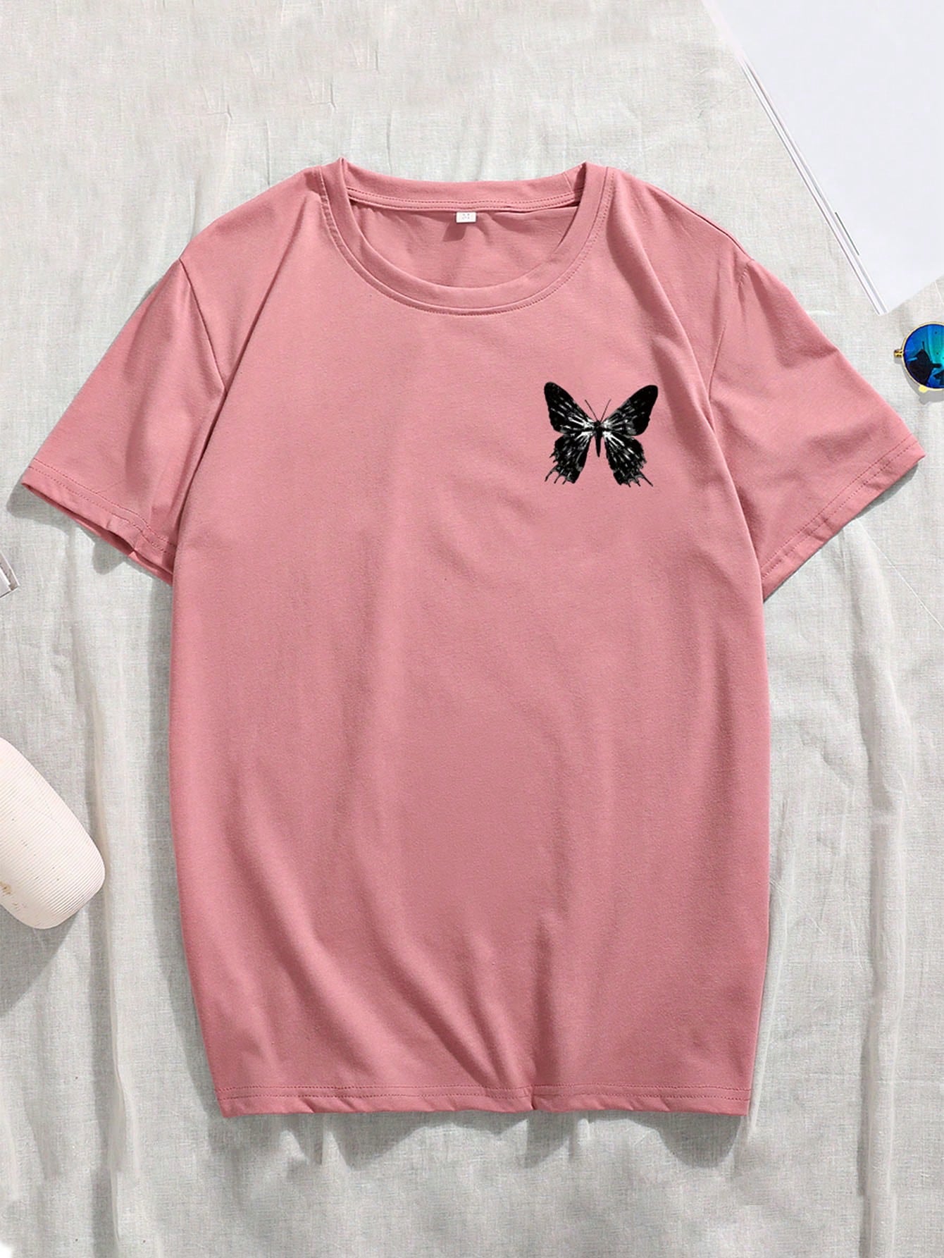 Manfinity EMRG Men T-Shirts Fit Crew Neck Short Sleeve Graphic Tee Butterfly Street Summer Polyester