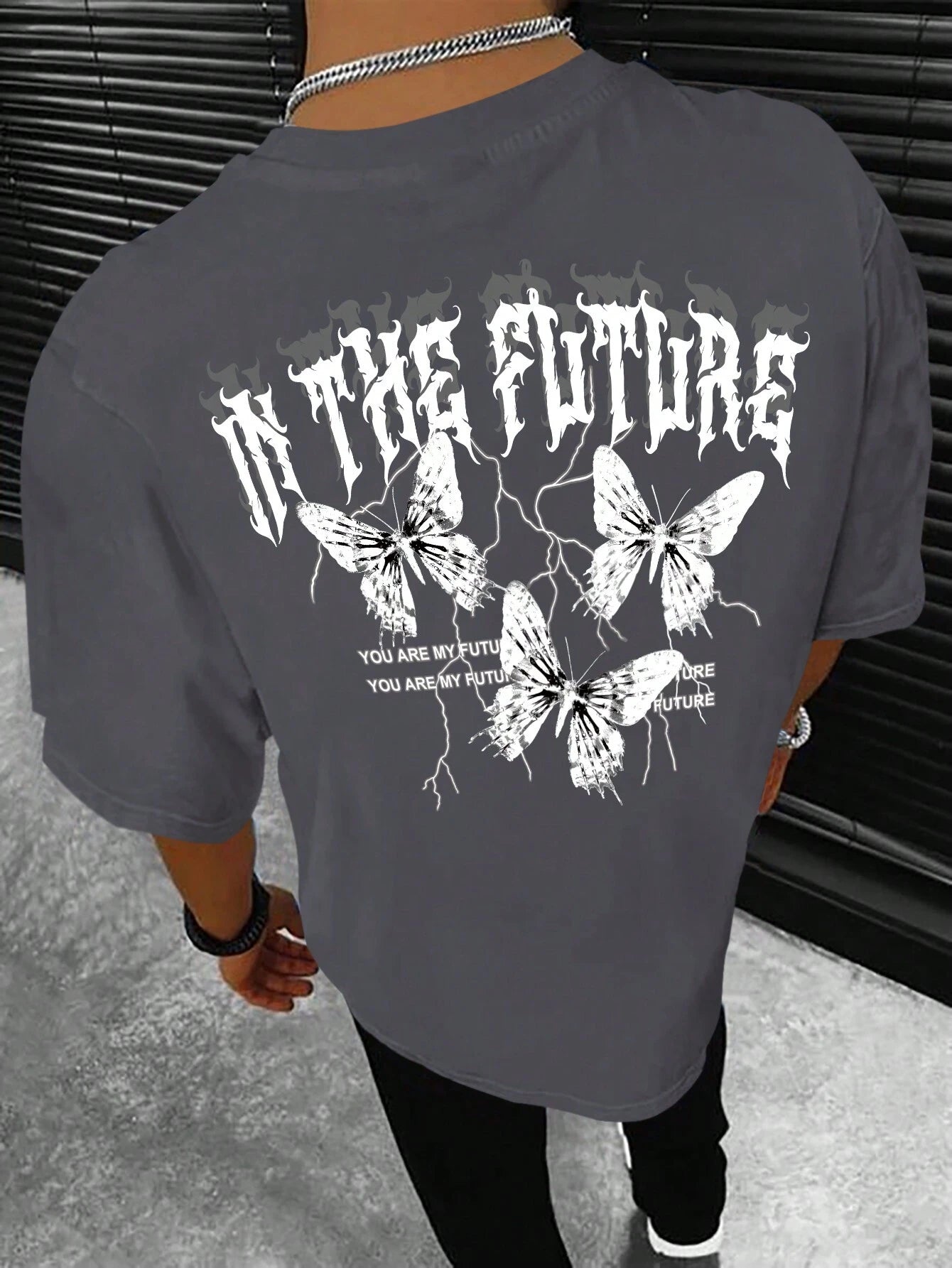 Manfinity EMRG Men T-Shirts Fit Crew Neck Short Sleeve Graphic Tee Butterfly Street Summer Polyester