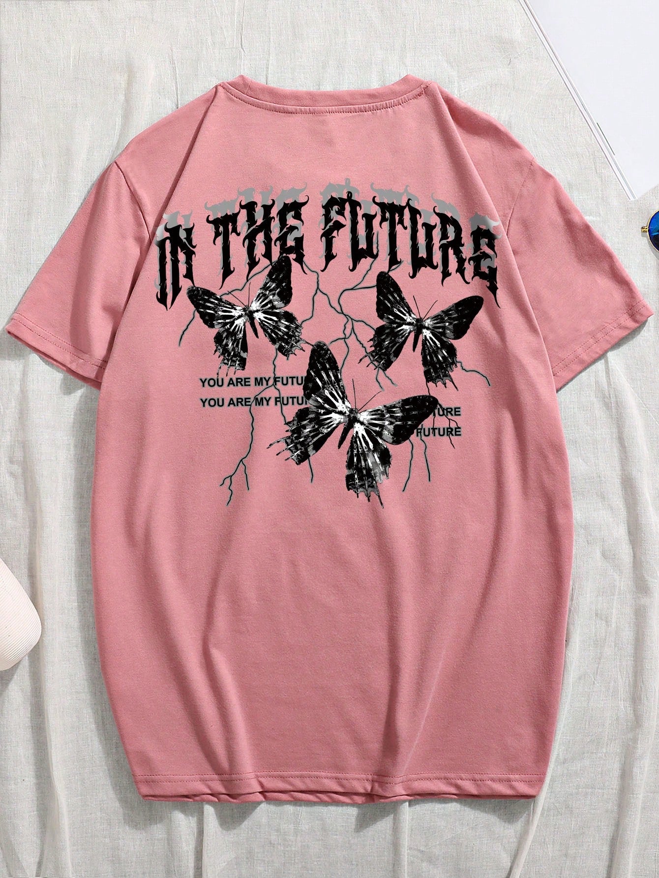 Manfinity EMRG Men T-Shirts Fit Crew Neck Short Sleeve Graphic Tee Butterfly Street Summer Polyester