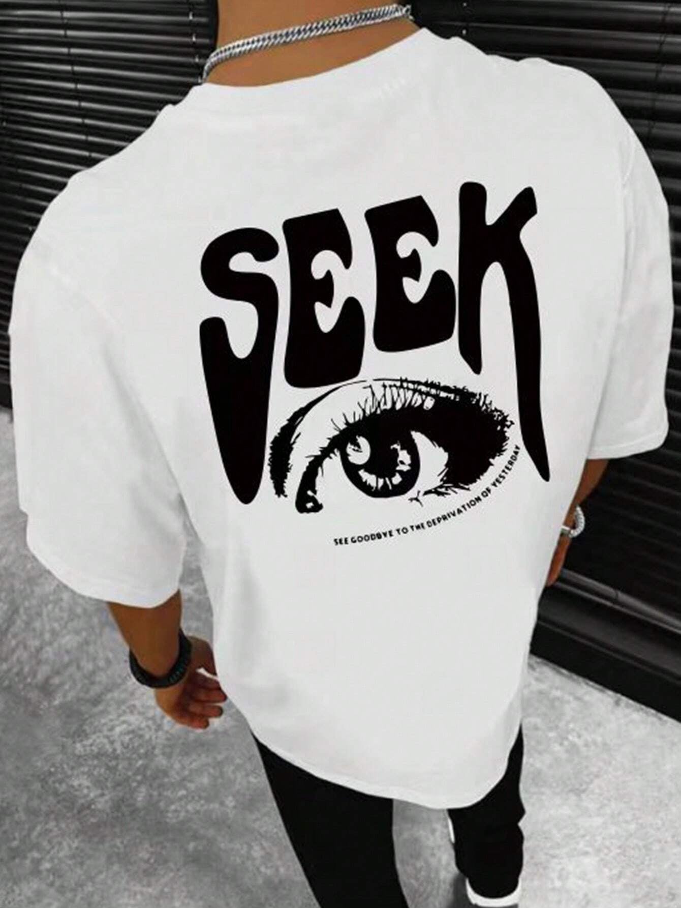 Manfinity Homme Men T-Shirts Fit Crew Neck Short Sleeve Graphic Tee Eye Goth Street Summer Polyester