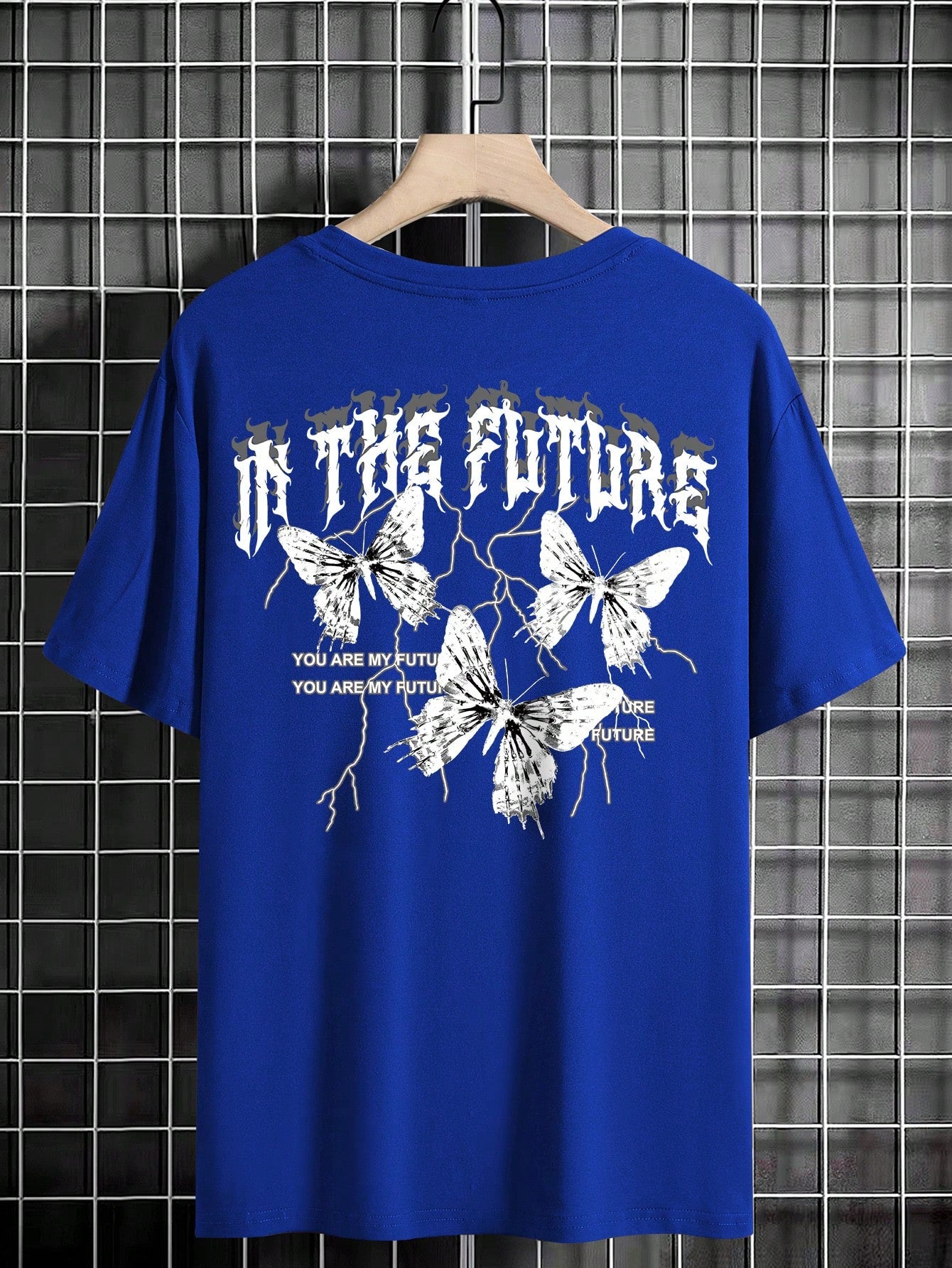 Manfinity EMRG Men T-Shirts Fit Crew Neck Short Sleeve Graphic Tee Butterfly Street Summer Polyester