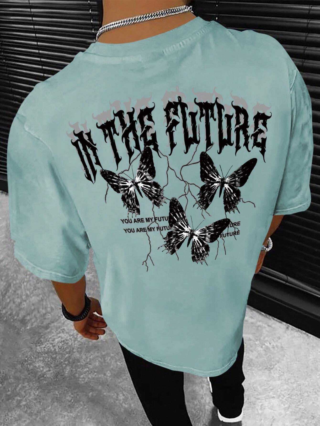 Manfinity EMRG Men T-Shirts Fit Crew Neck Short Sleeve Graphic Tee Butterfly Street Summer Polyester