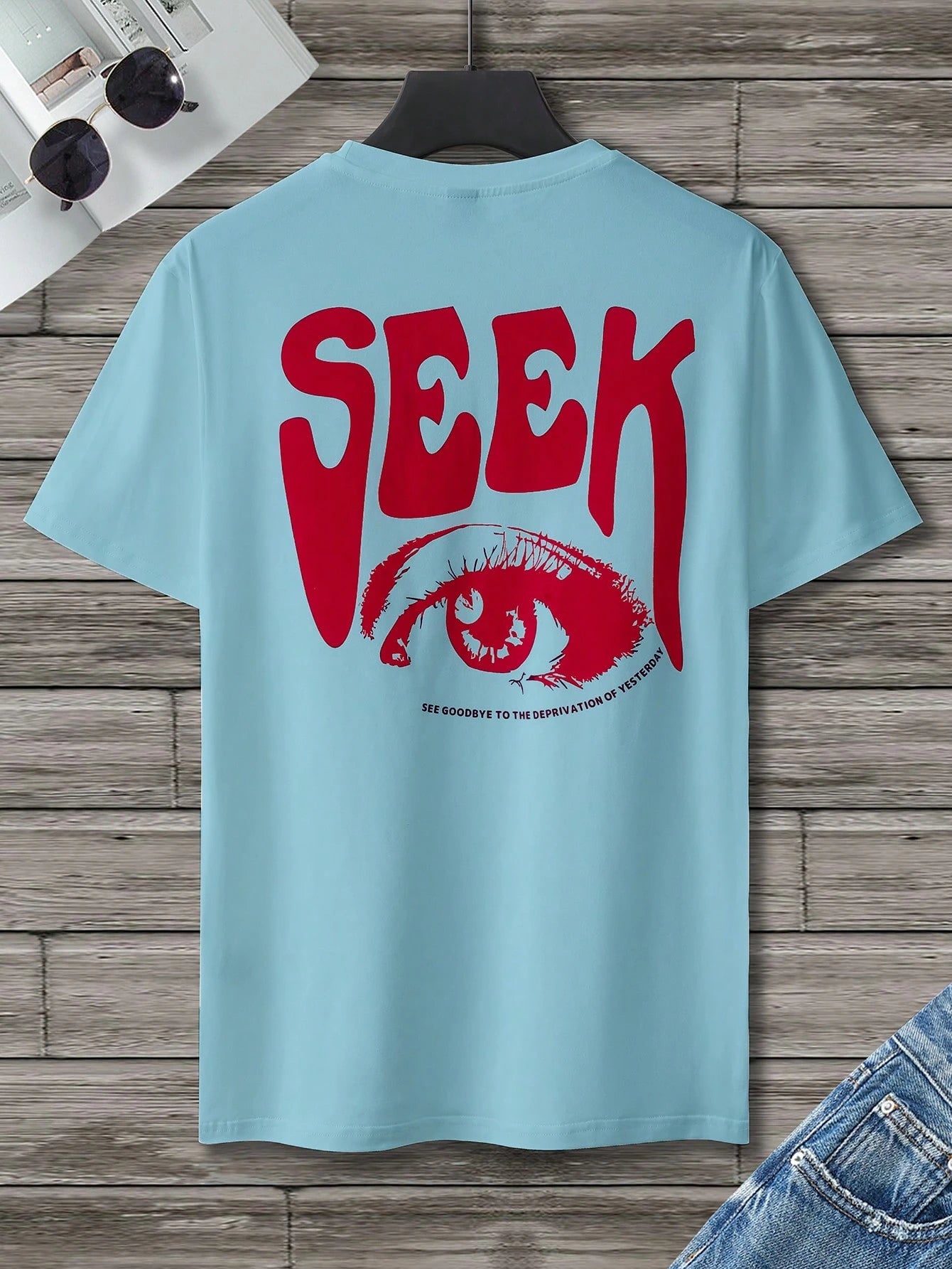 Manfinity Homme Men T-Shirts Fit Crew Neck Short Sleeve Graphic Tee Eye Goth Street Summer Polyester