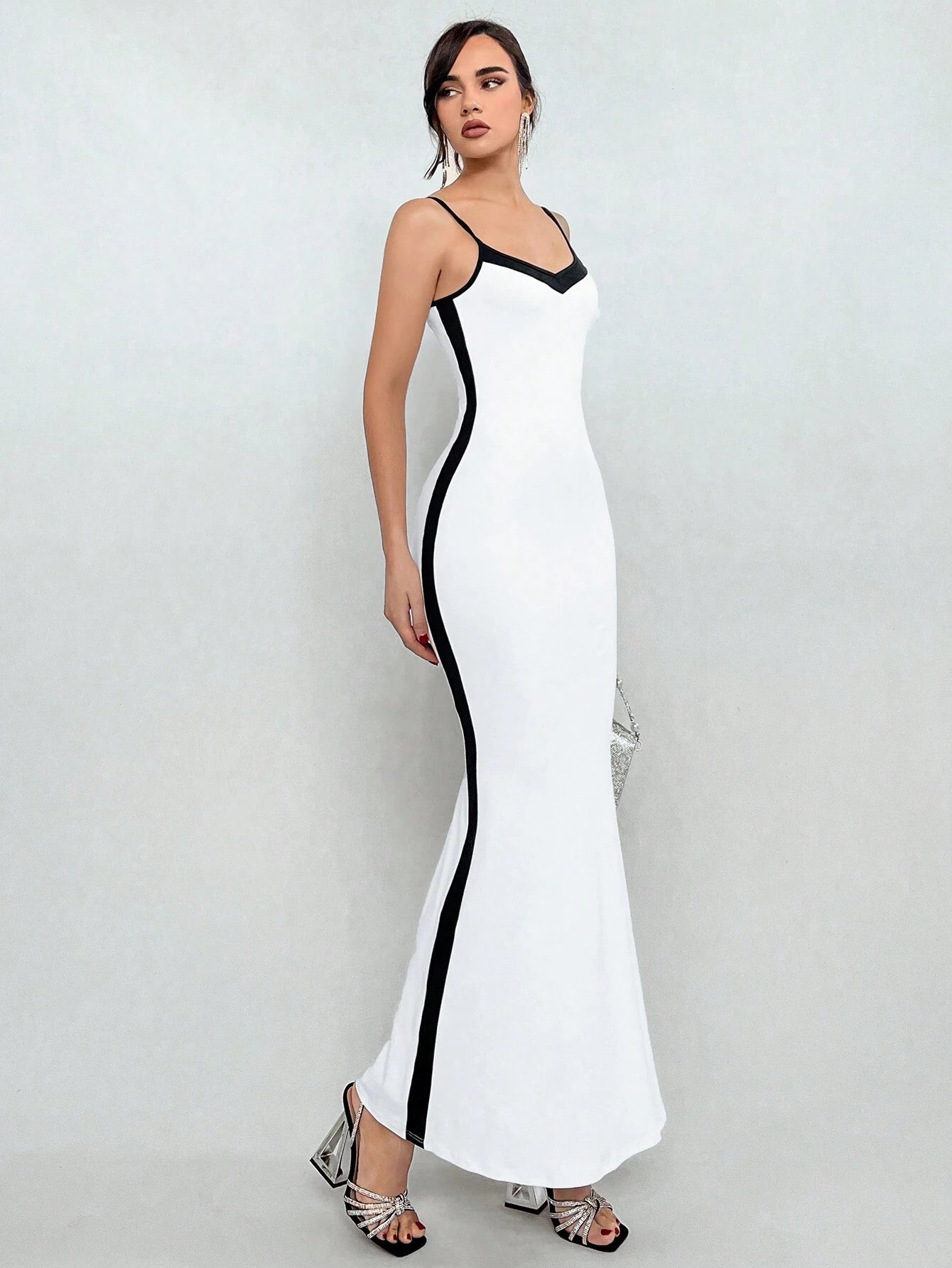 X Jessie Aloruh Color Block Mermaid Hem Cami Dress