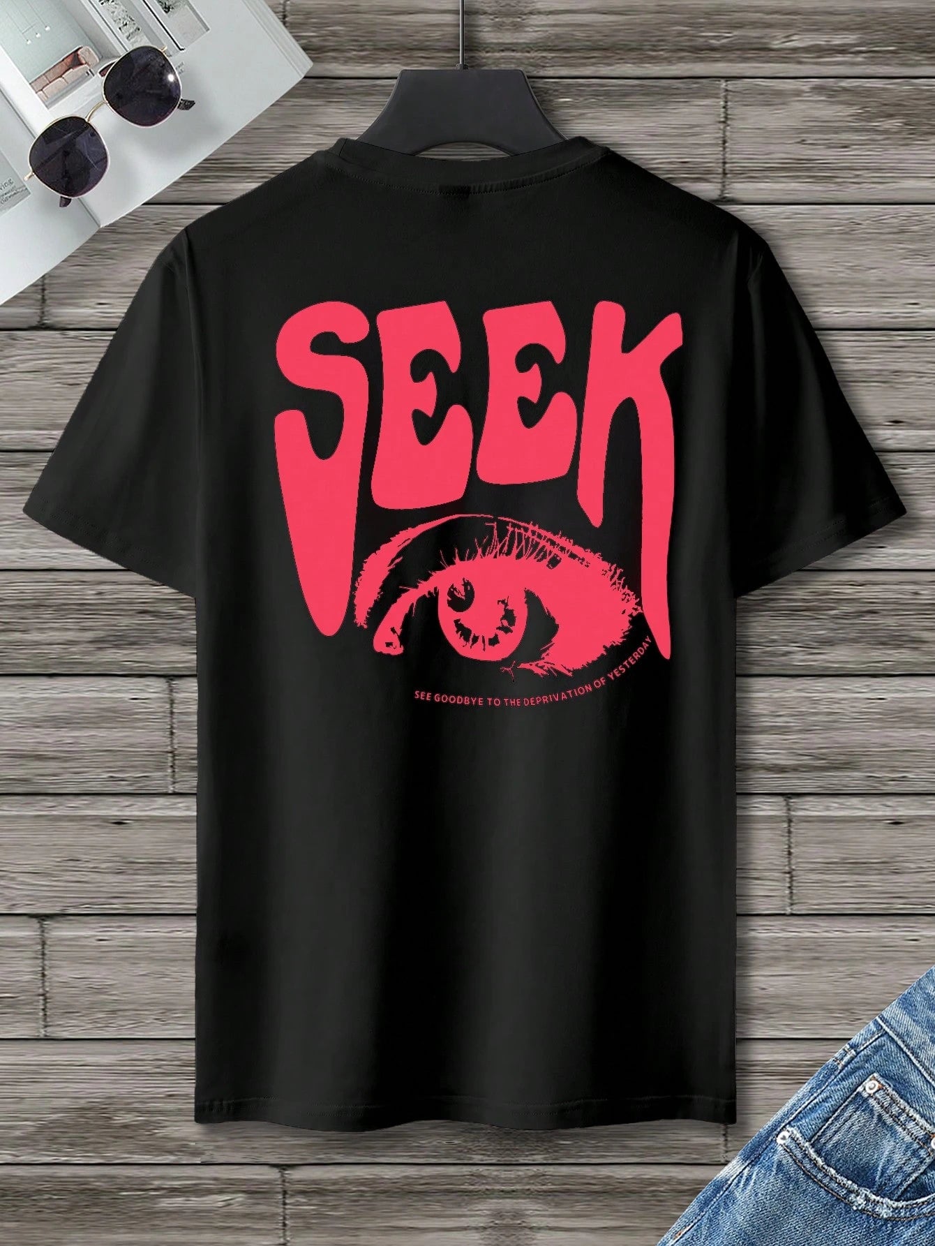 Manfinity Homme Men T-Shirts Fit Crew Neck Short Sleeve Graphic Tee Eye Goth Street Summer Polyester