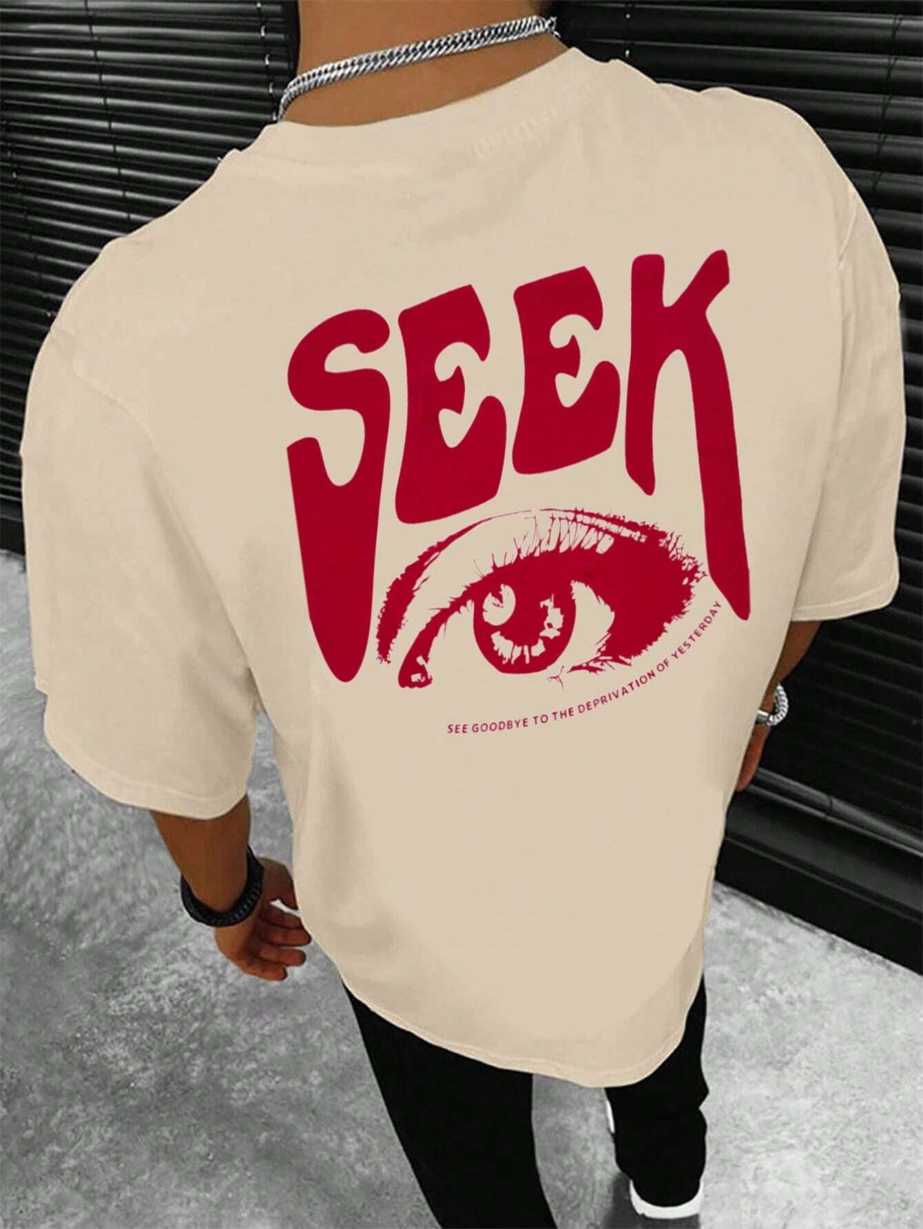 Manfinity Homme Men T-Shirts Fit Crew Neck Short Sleeve Graphic Tee Eye Goth Street Summer Polyester