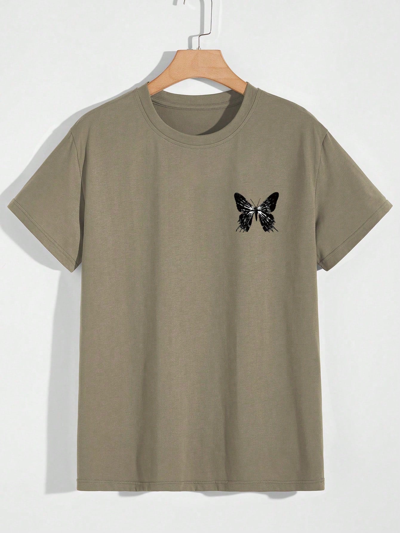 Manfinity EMRG Men T-Shirts Fit Crew Neck Short Sleeve Graphic Tee Butterfly Street Summer Polyester