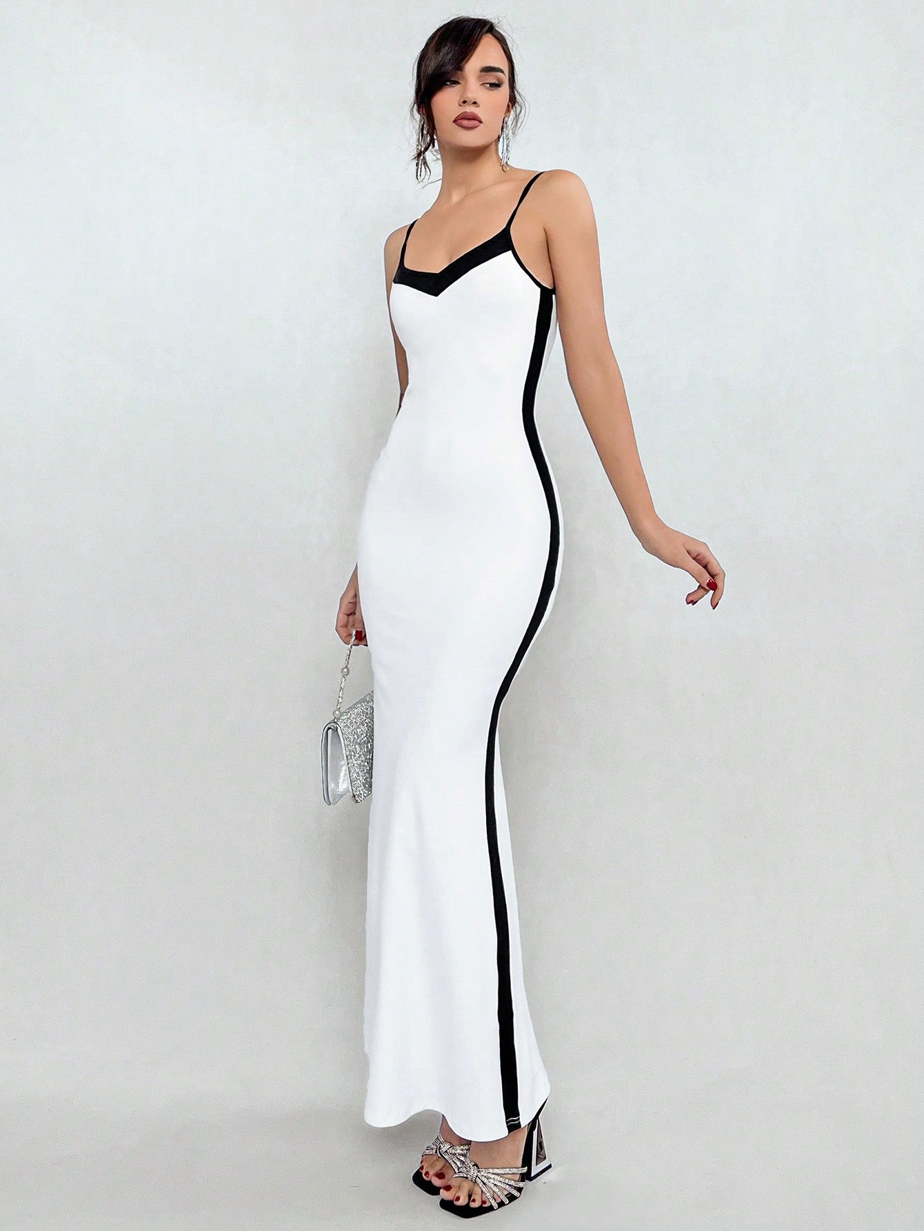 X Jessie Aloruh Color Block Mermaid Hem Cami Dress