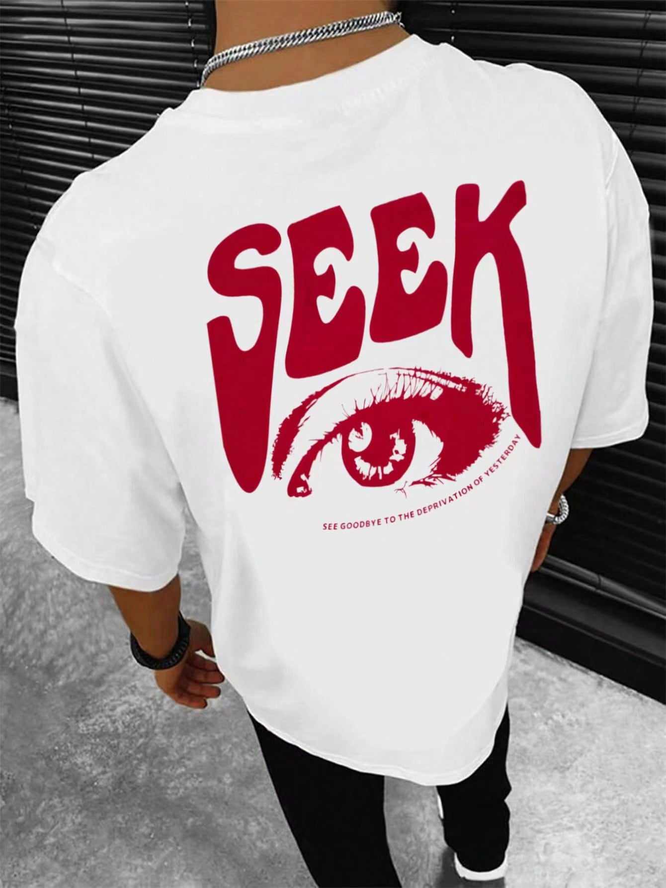 Manfinity Homme Men T-Shirts Fit Crew Neck Short Sleeve Graphic Tee Eye Goth Street Summer Polyester
