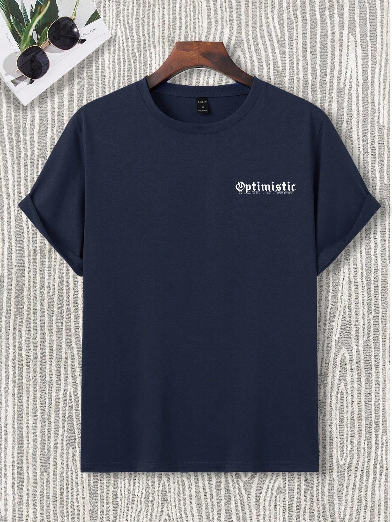 Manfinity LEGND Men Summer Sports and Leisure Short Sleeve T-Shirt with Letter and Flower Printing