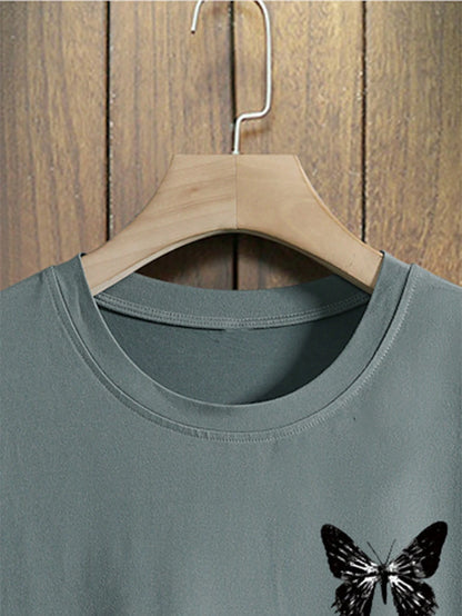 Manfinity EMRG Men T-Shirts Fit Crew Neck Short Sleeve Graphic Tee Butterfly Street Summer Polyester