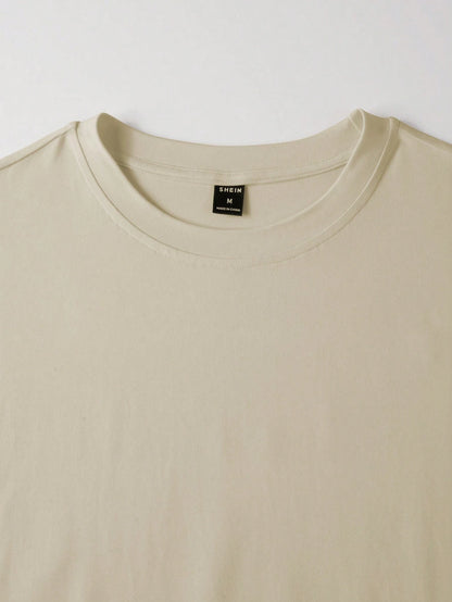 Manfinity RSRT Men T-Shirts Fit Crew Neck Drop Shoulder Short Sleeve Graphic Tee Casual Summer Polyester